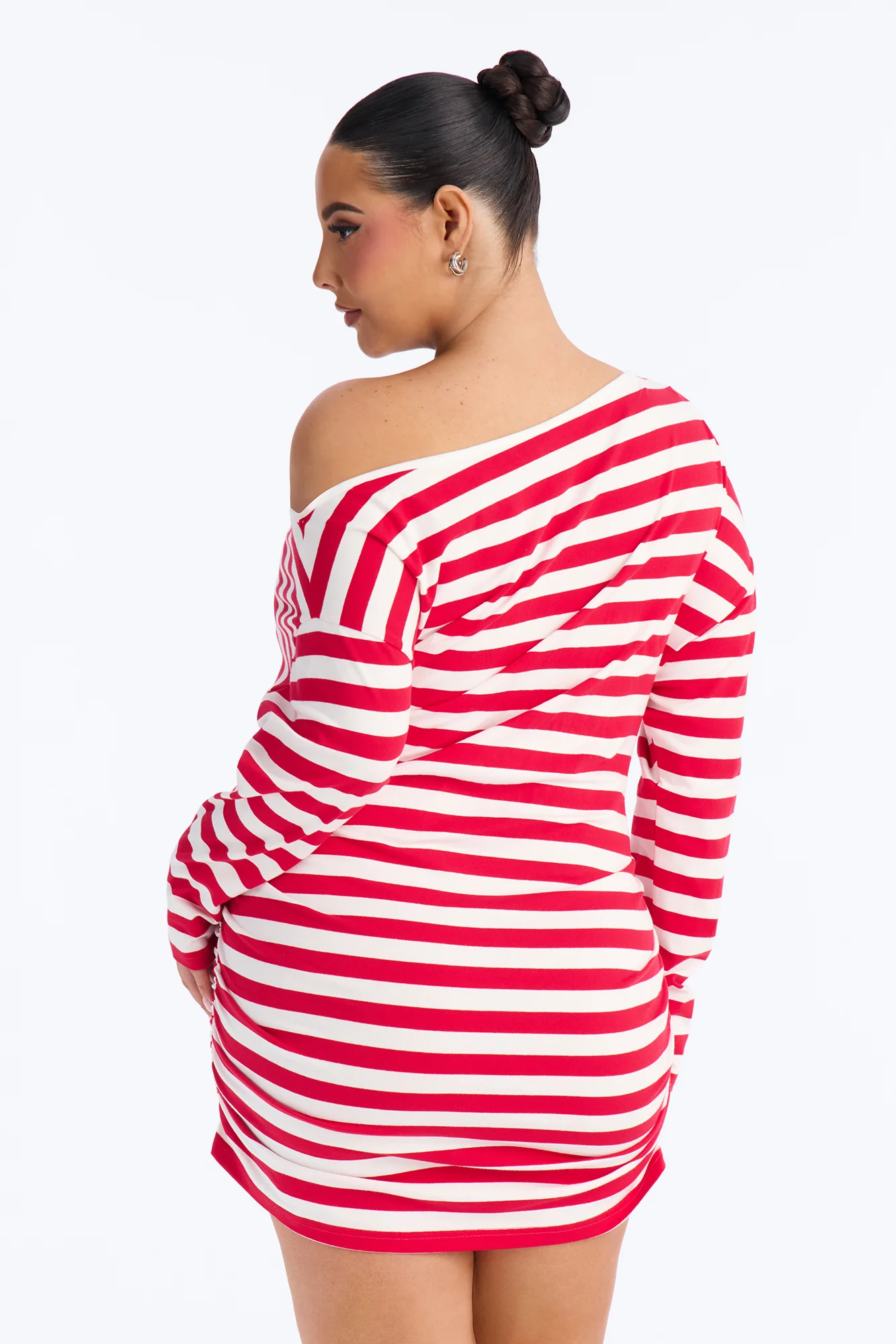 Brinley Striped Cotton Mini Dress - Red/White - Image 8