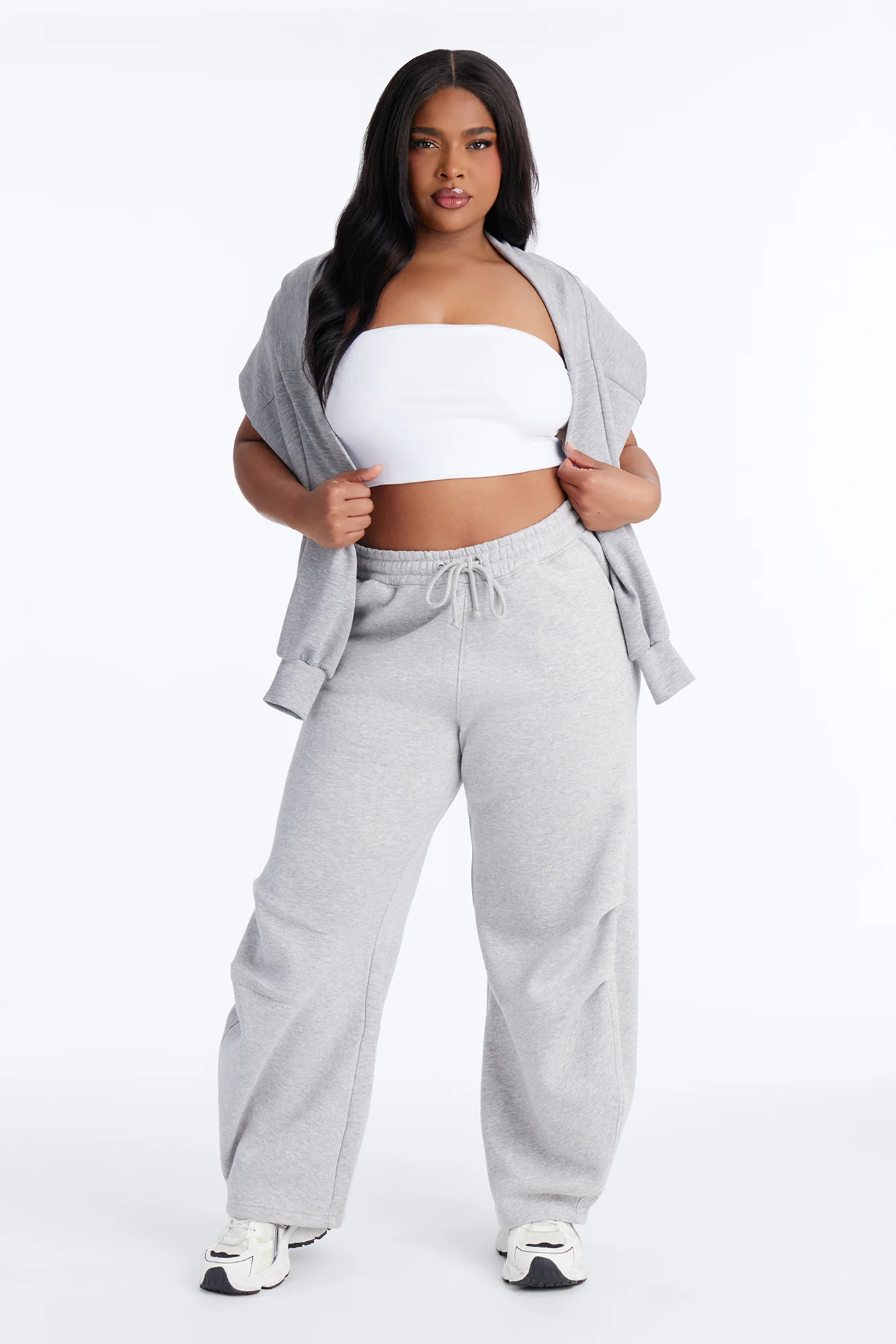 Brooke Fleece Baggy Barrel Sweatpants - Heather Grey - Image 4