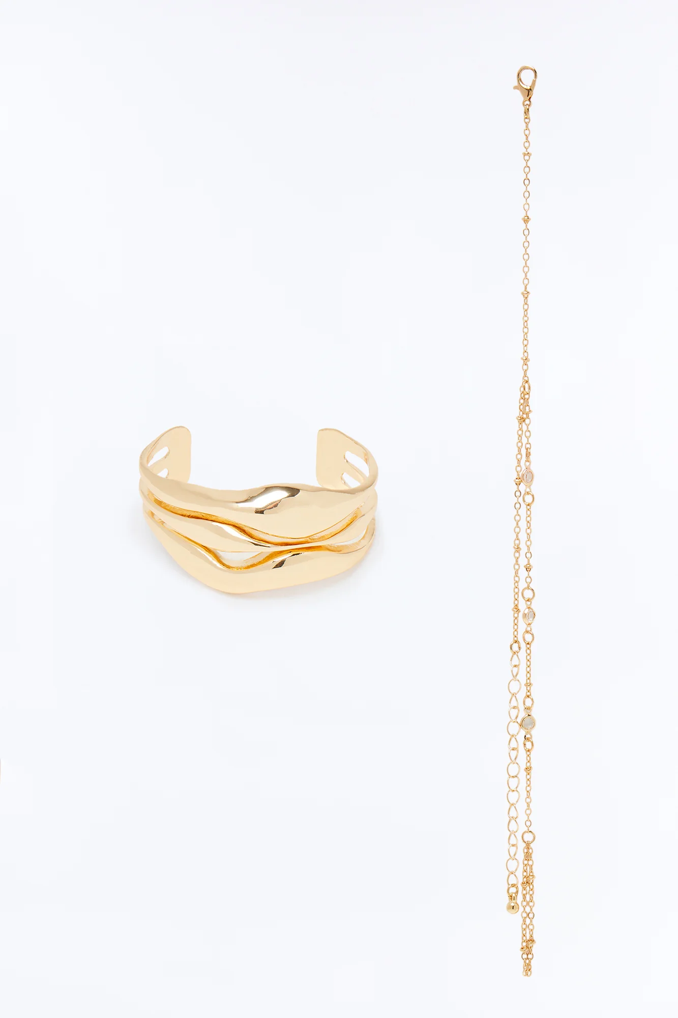 Brookie Hand Chain Multi Bracelet Set - Gold - Image 3