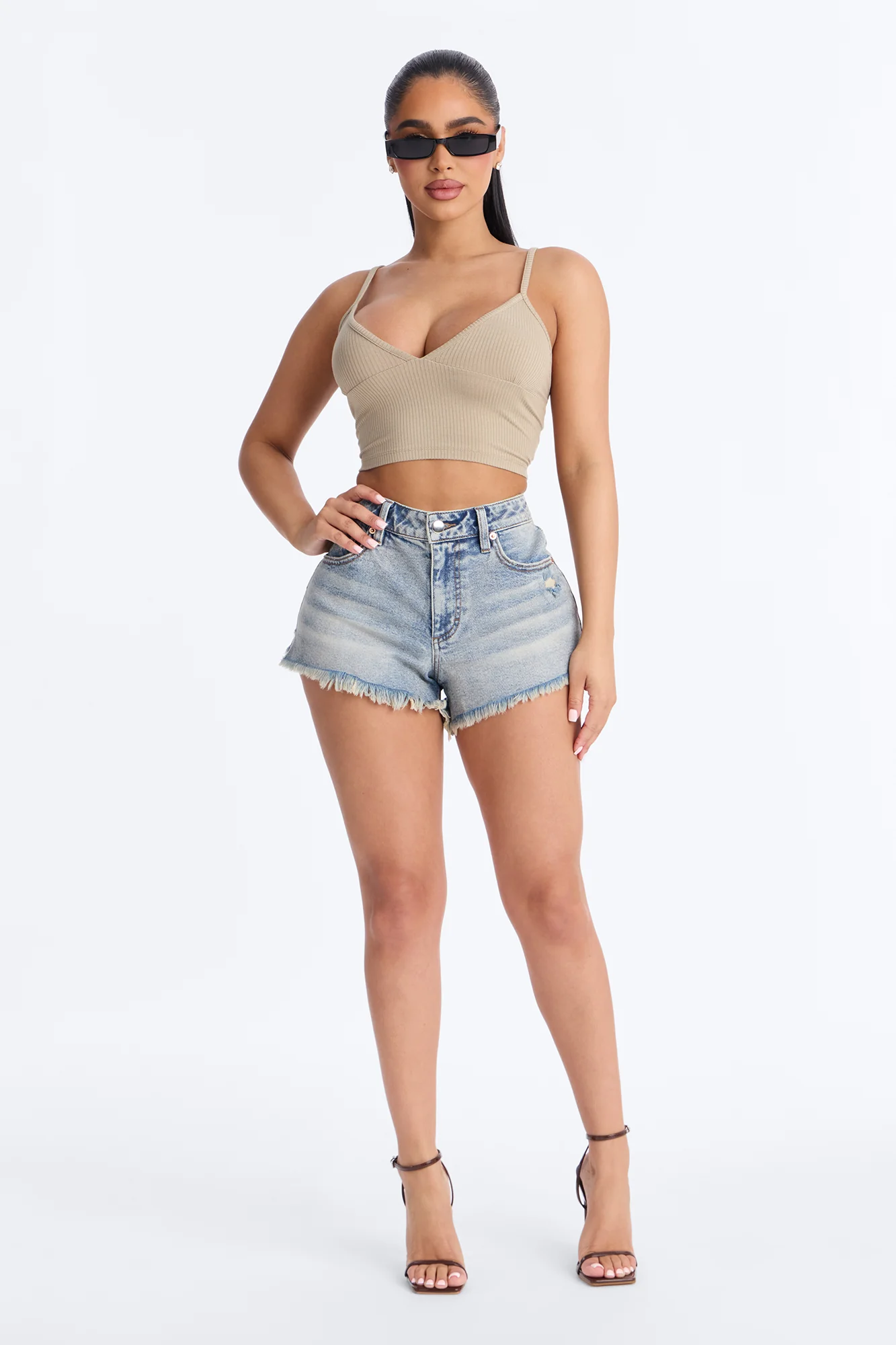 Brooklyn Cut Off Denim Shorts - Vintage Wash - Image 2