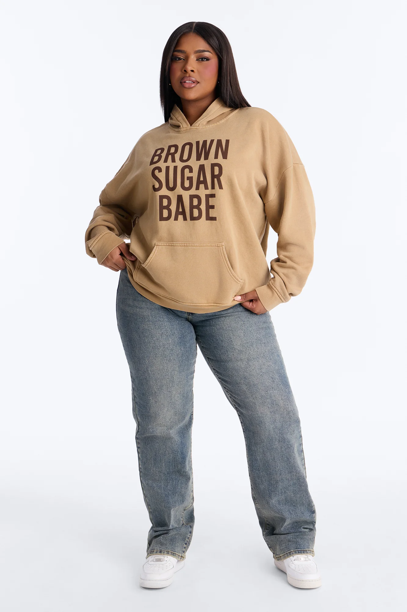 Brown Sugar Babe Fleece Washed Hoodie - Brown - Image 5