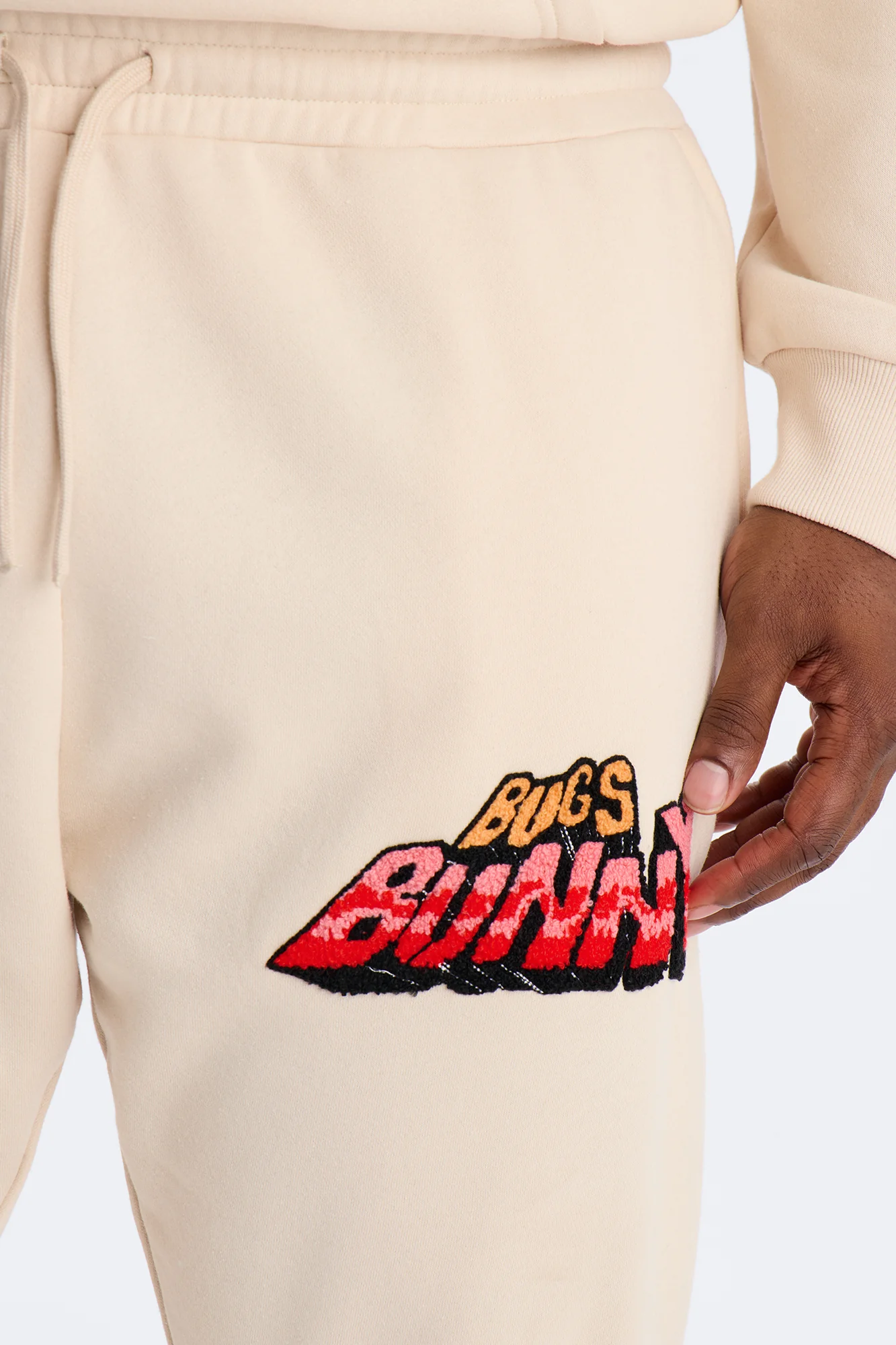 Space Jam Bugs Bunny Patched Slim Flare Sweat Pants - Natural - Image 6