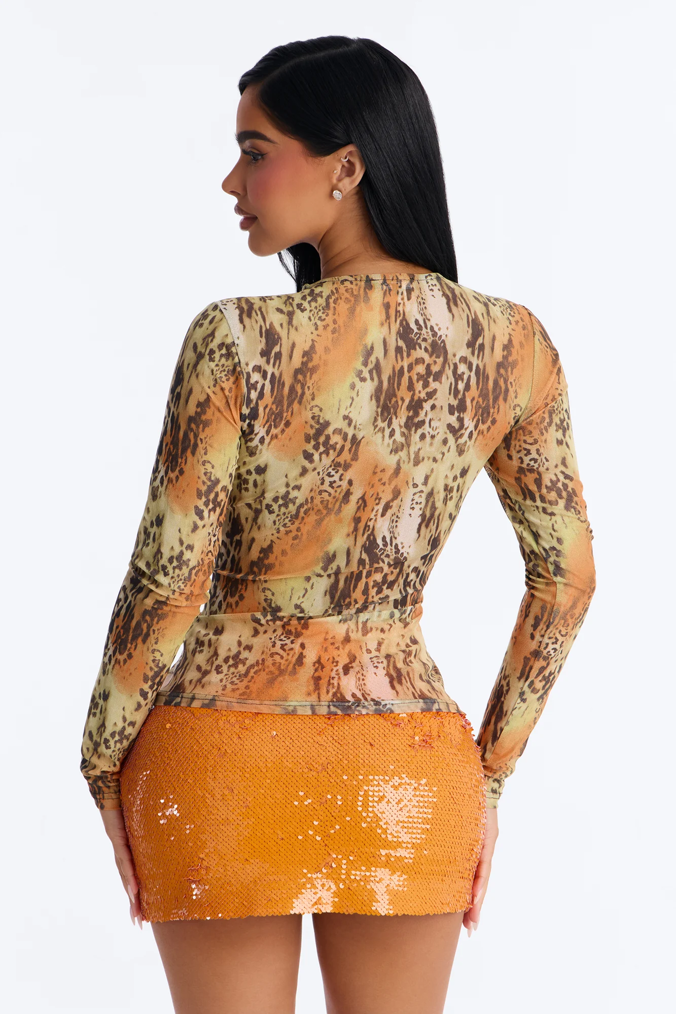Built to Tempt Leopard Mesh Long Sleeve Top - Leopard - Image 4