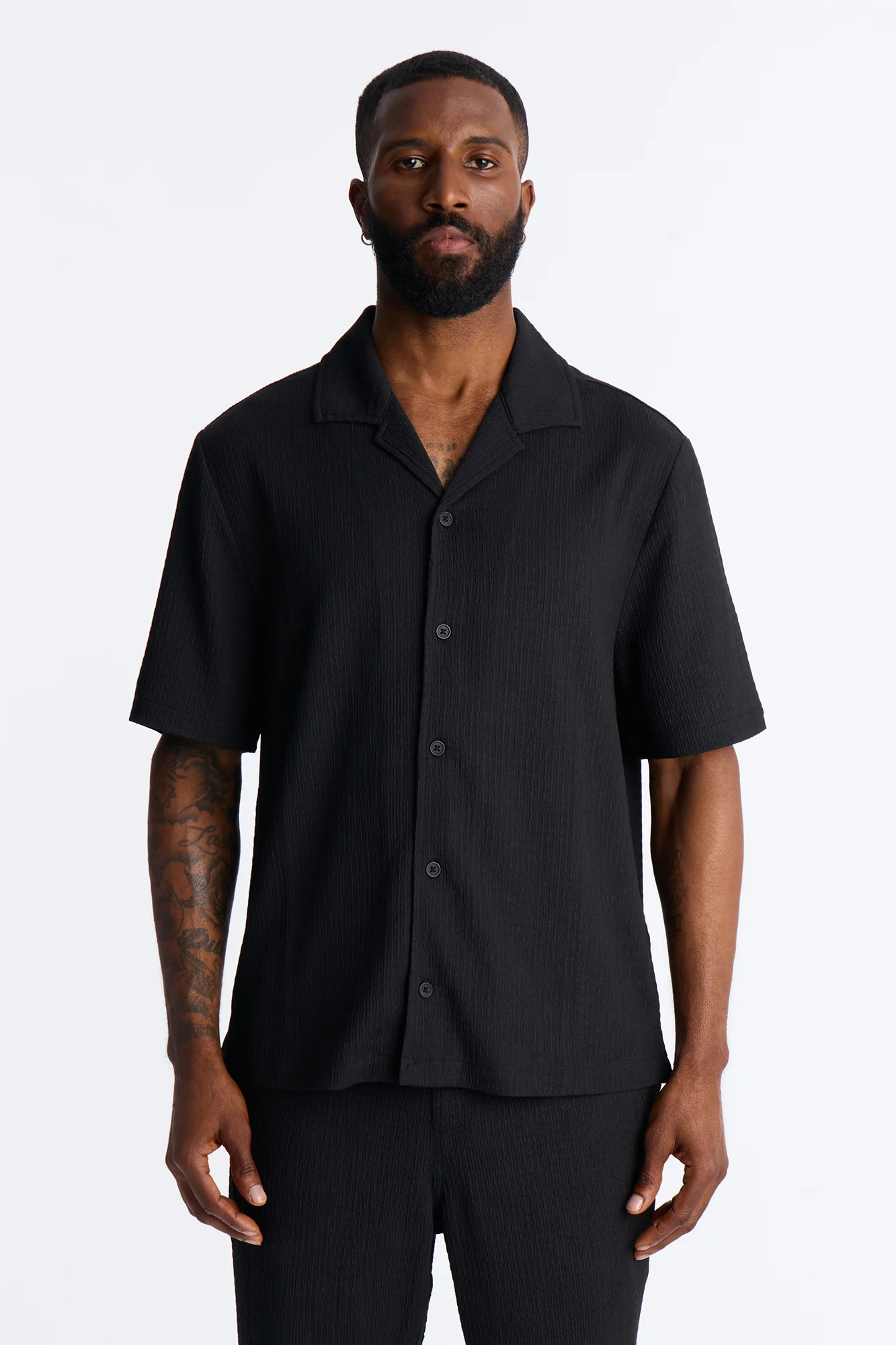 Burton Cuban Collar Button Up Shirt - Black