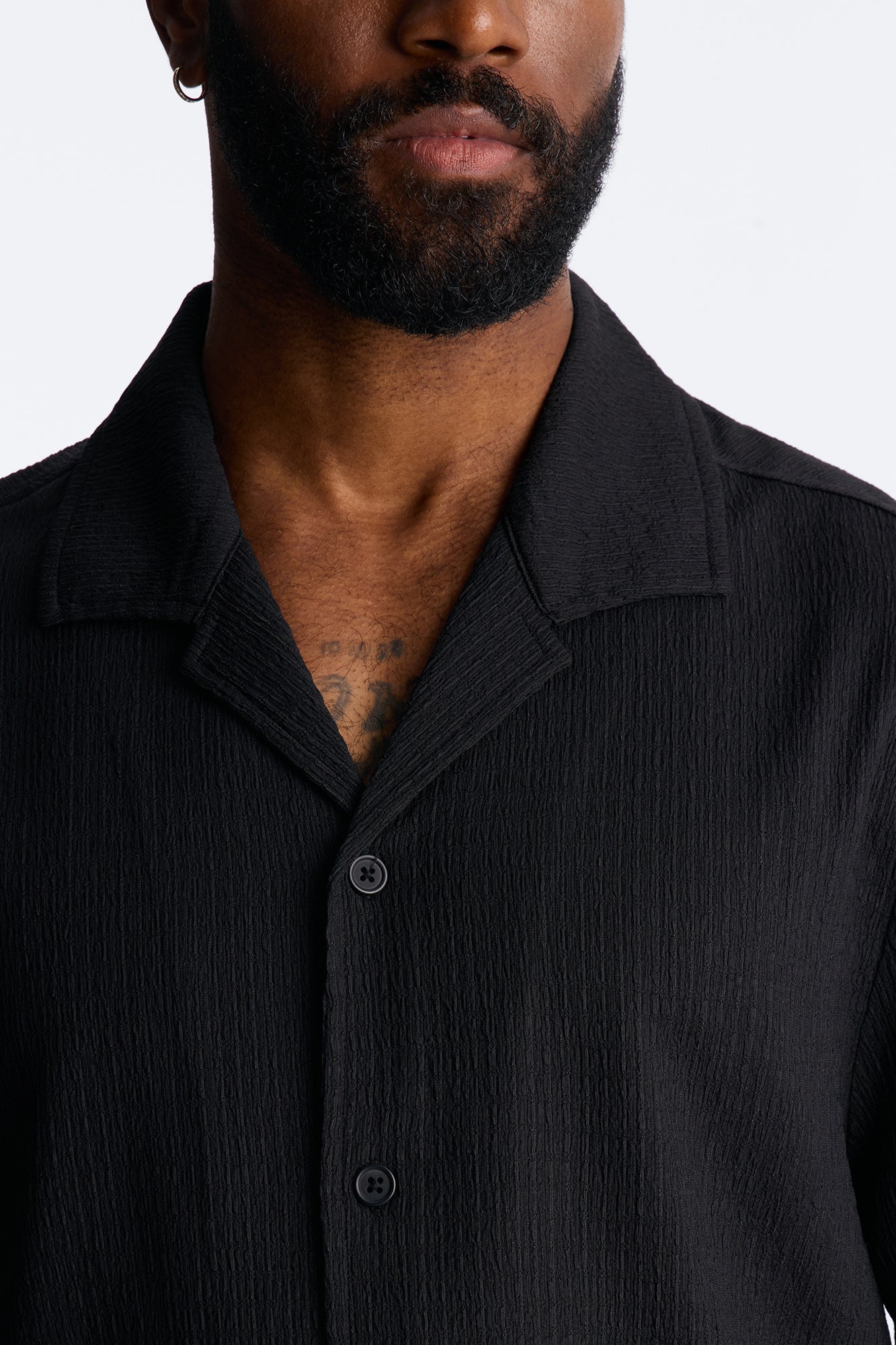 Burton Cuban Collar Button Up Shirt - Black - Image 3