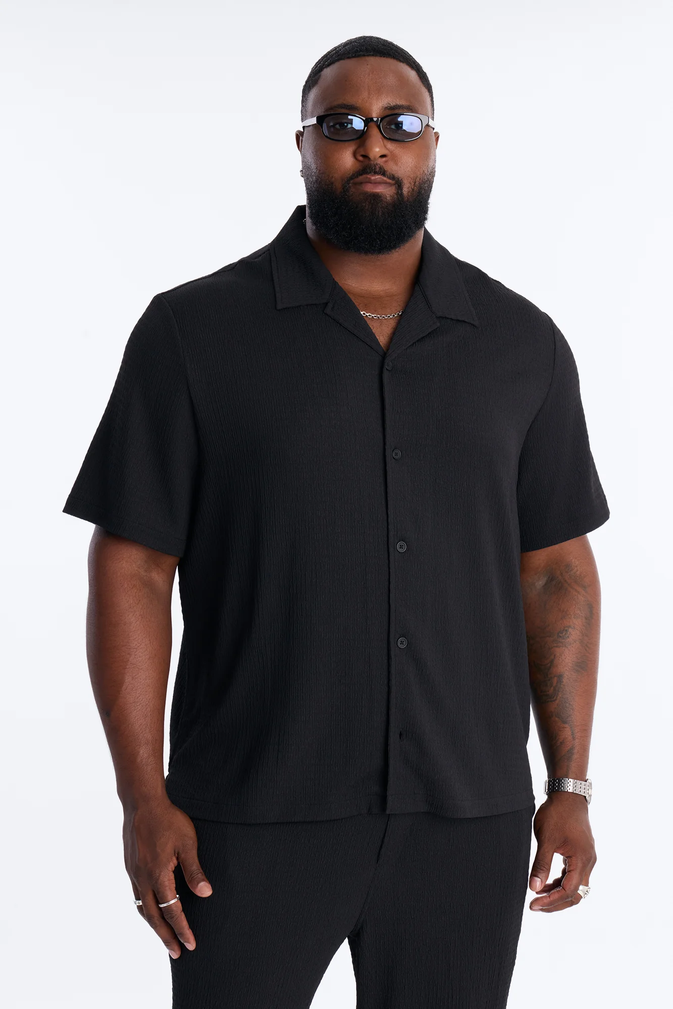 Burton Cuban Collar Button Up Shirt - Black - Image 5