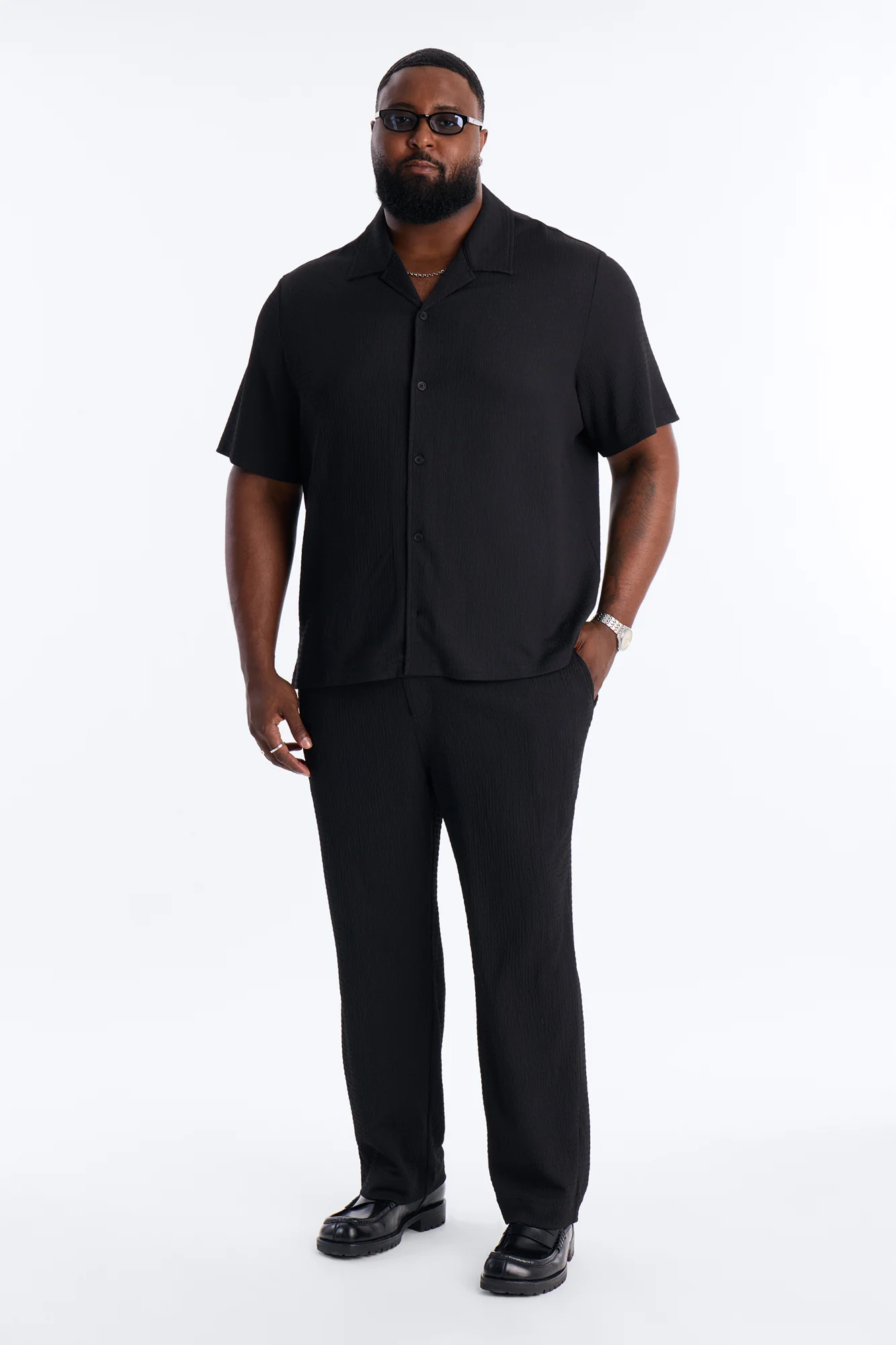 Burton Cuban Collar Button Up Shirt - Black - Image 6