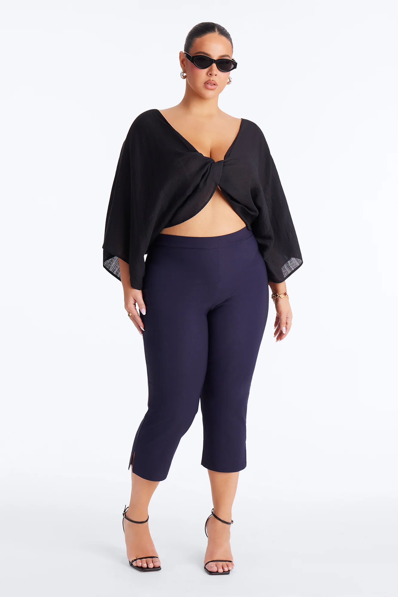 Butter Me Up Knotted Linen Top - Black - Image 6