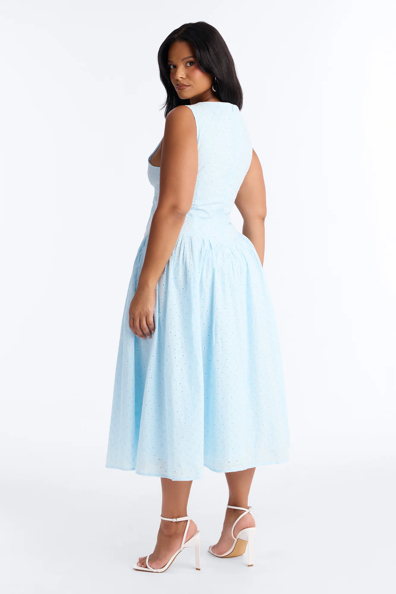 Buttercup Eyelet Midi Dress - Light Blue - Image 8