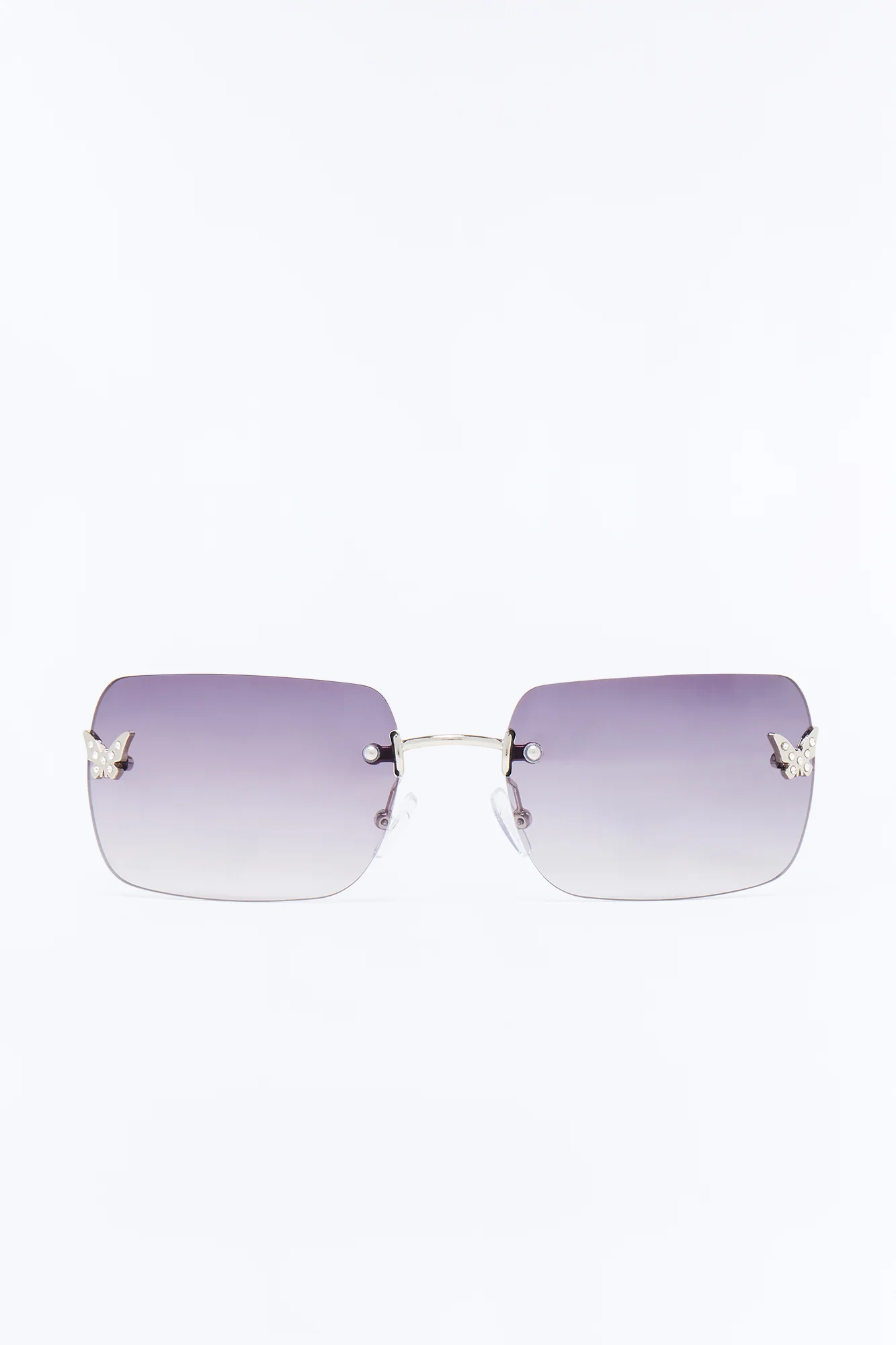 Butterfly Beauty Square Sunglasses - Black/Silver - Image 3