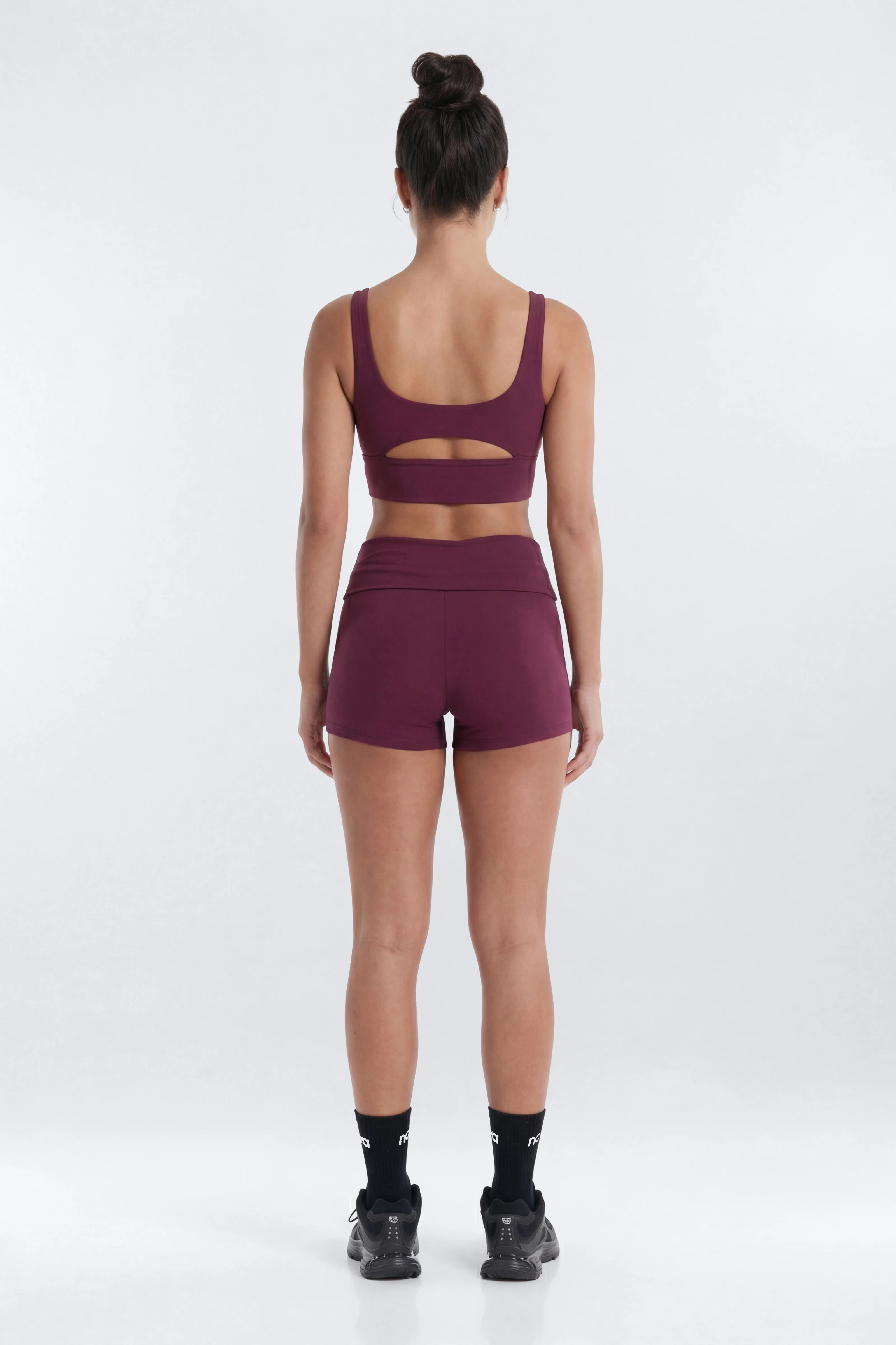 ButterSoft™ 3″ Foldover Biker Short - Merlot - Image 4