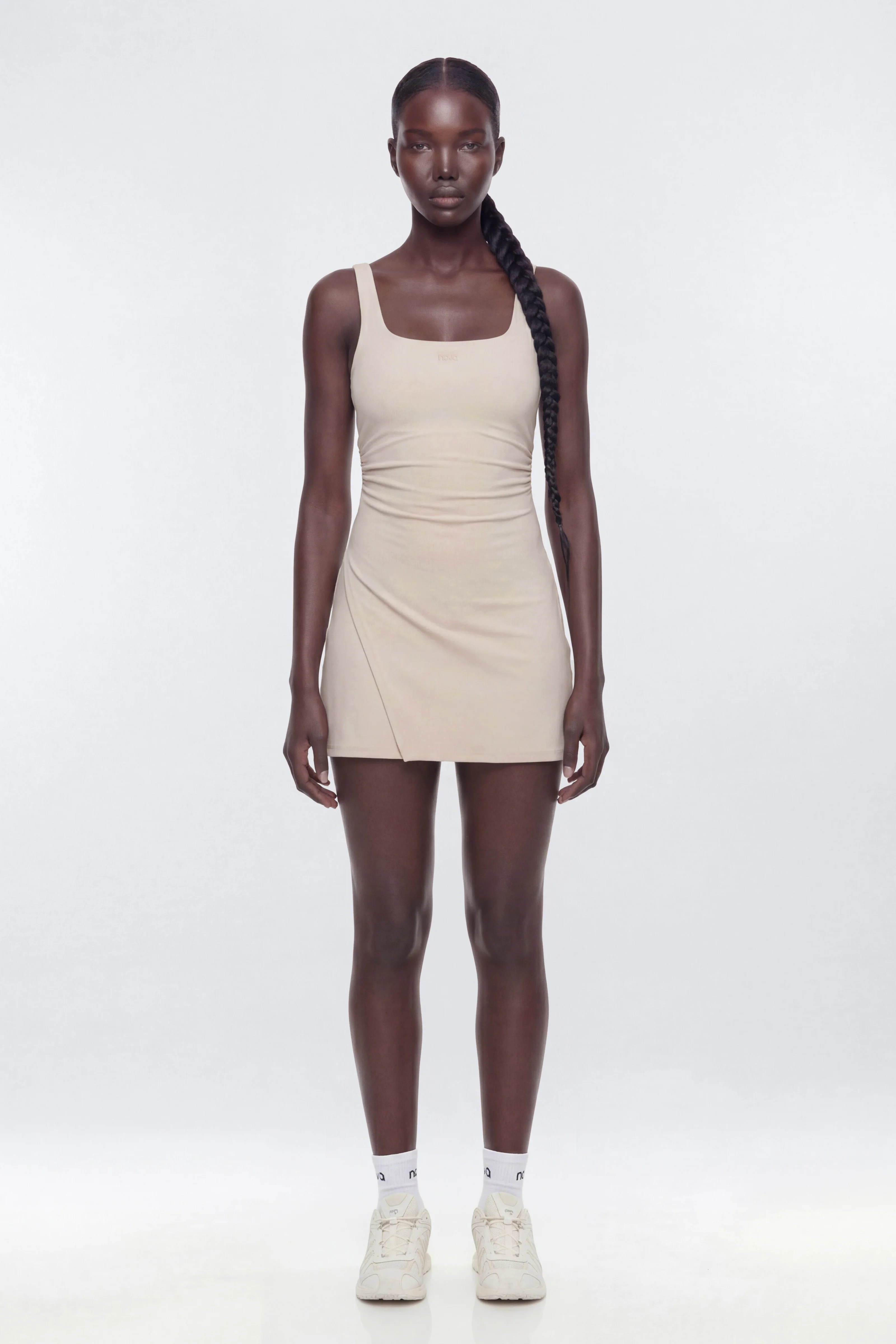 ButterSoft™ Cut Out Racerback 2-in-1 Active Dress - Oat Milk - Image 2
