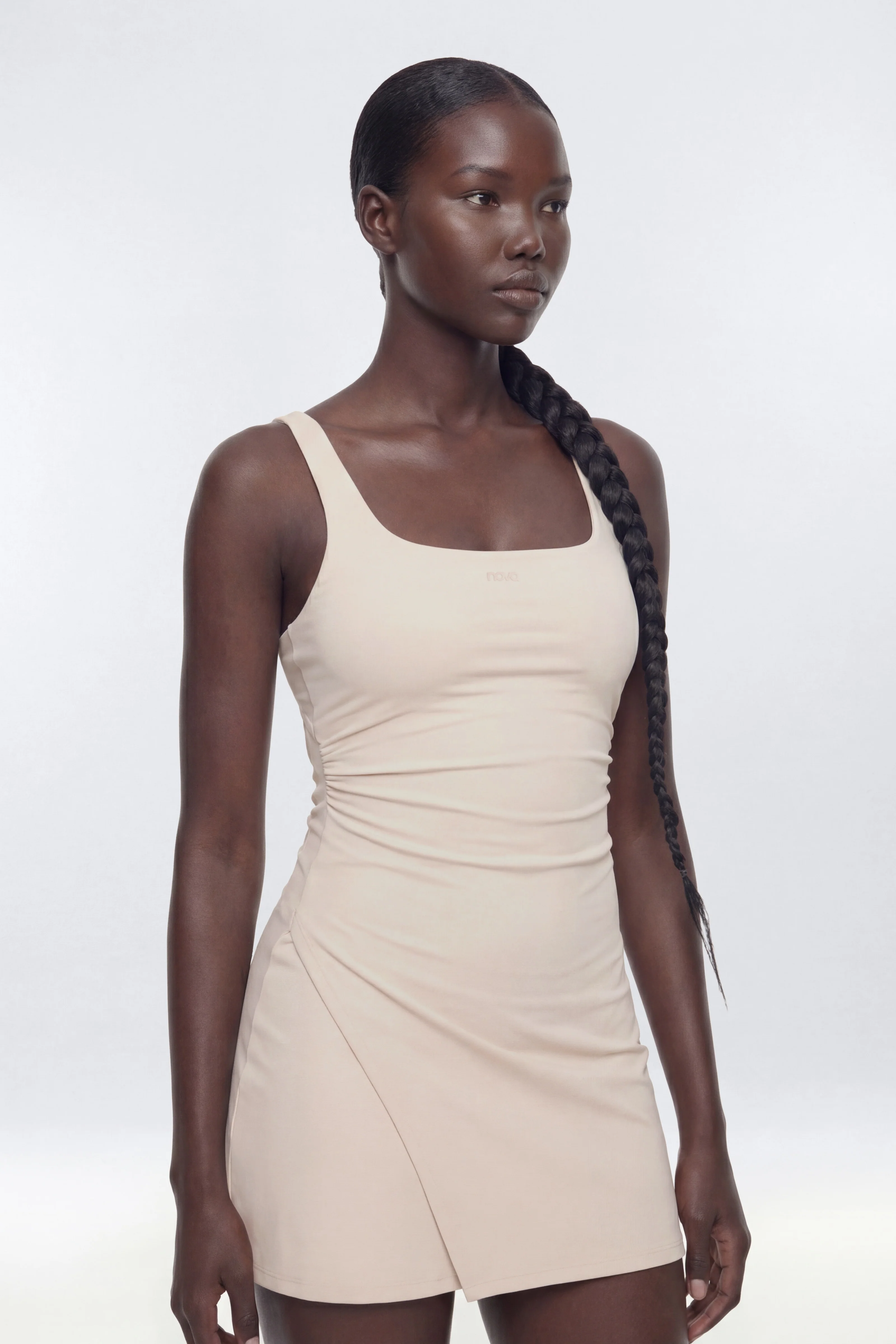 ButterSoft™ Cut Out Racerback 2-in-1 Active Dress - Oat Milk - Image 3