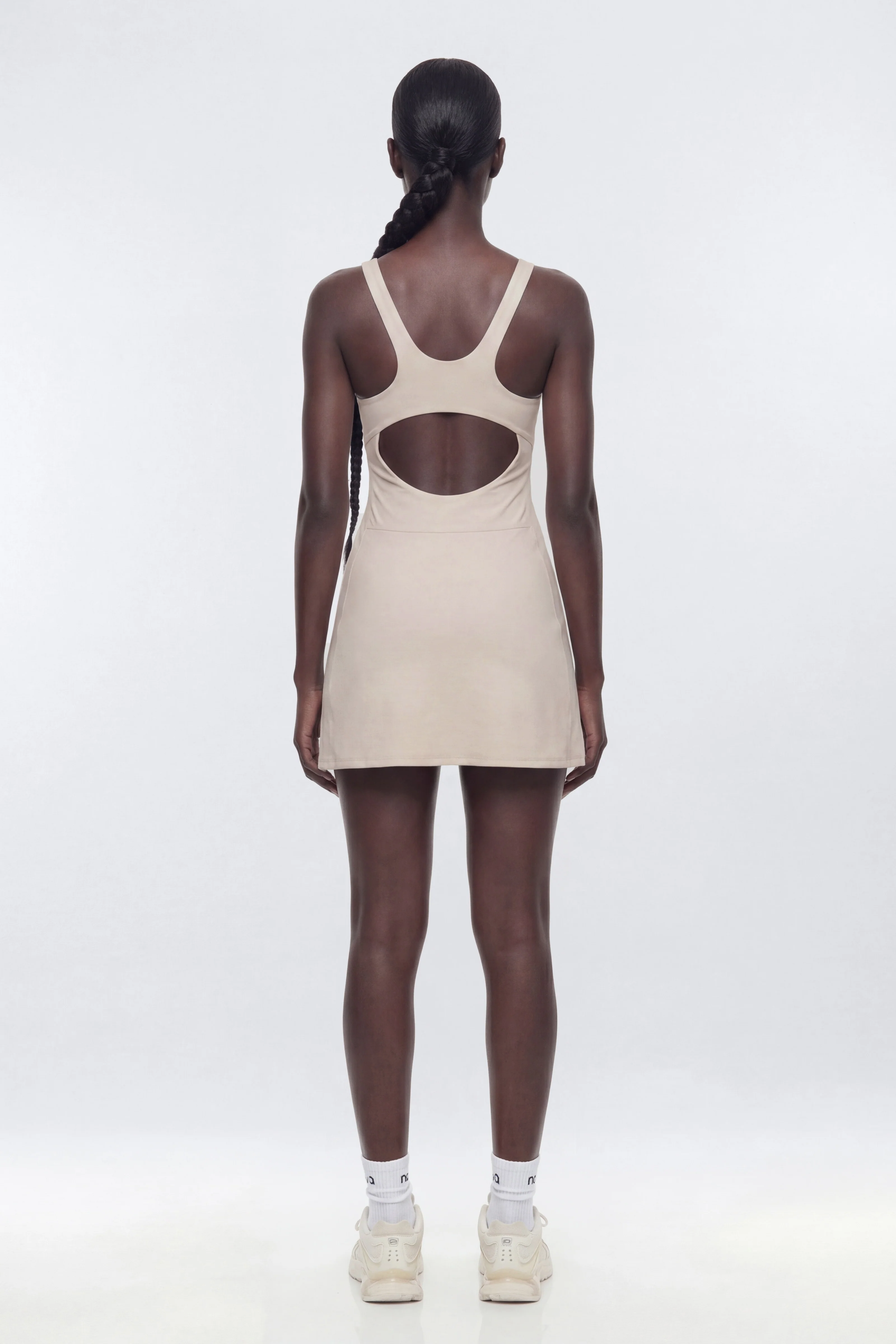 ButterSoft™ Cut Out Racerback 2-in-1 Active Dress - Oat Milk - Image 4