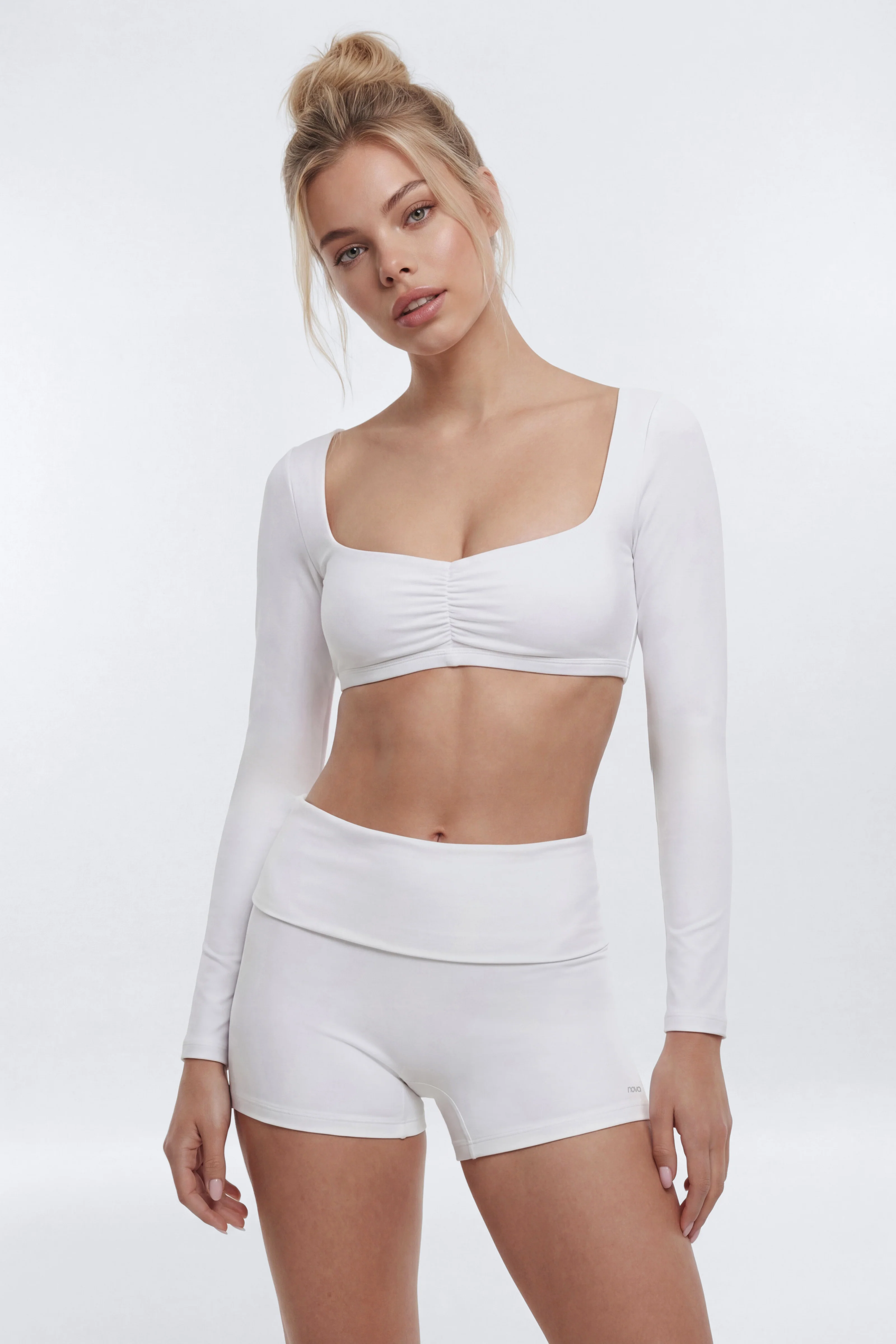 ButterSoft™ Long Sleeve Super Crop Sports Top - White - Image 2