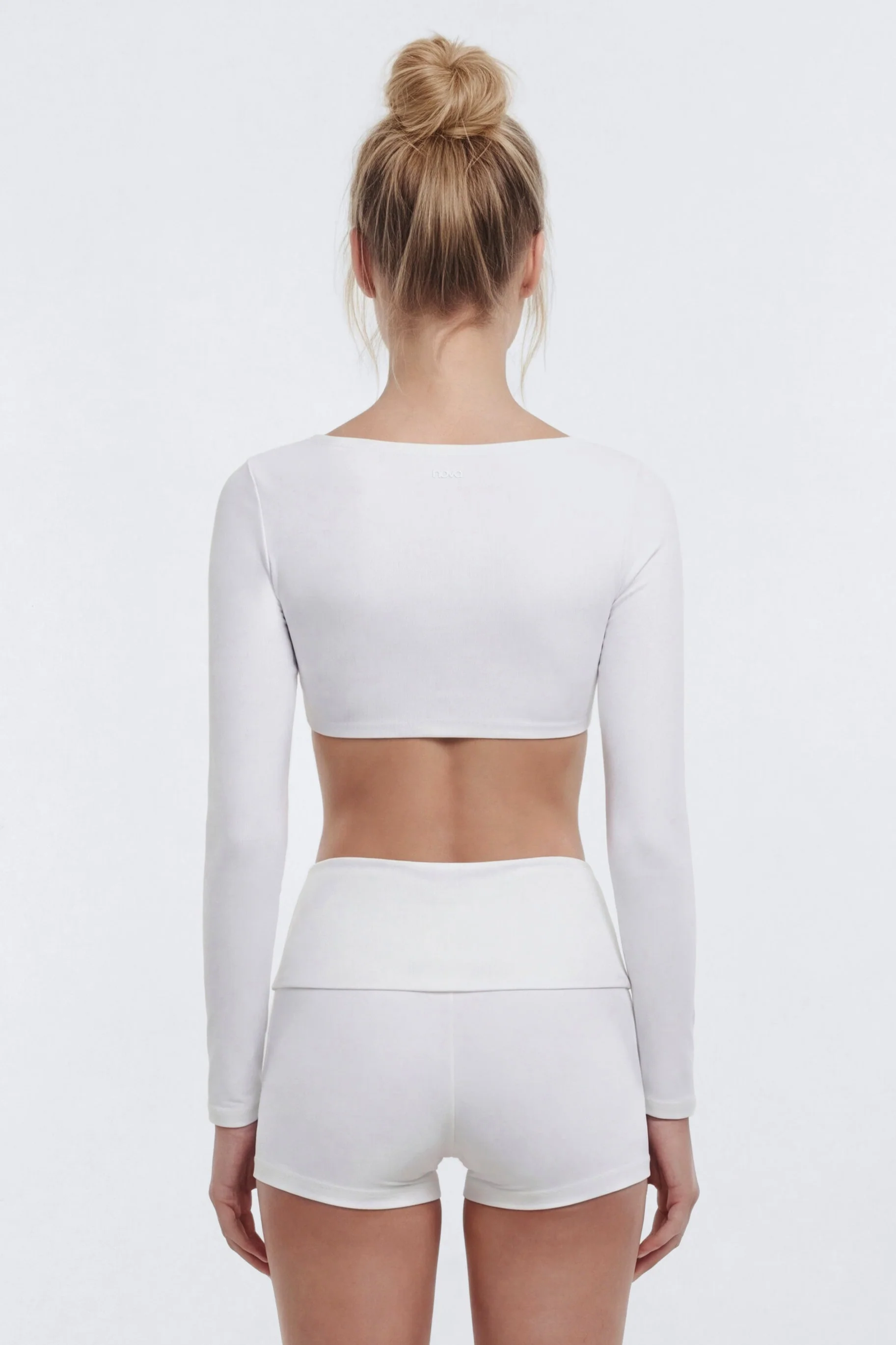 ButterSoft™ Long Sleeve Super Crop Sports Top - White - Image 4