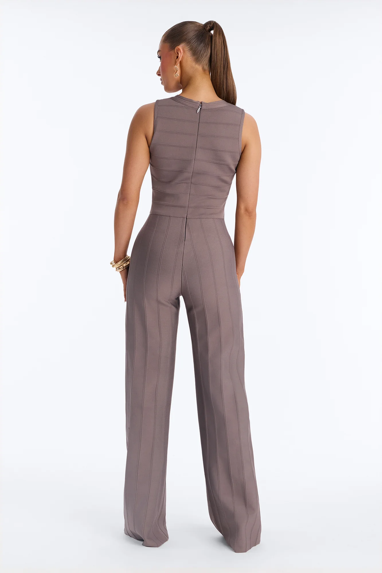 Buttoned Up Bandage Jumpsuit - Charcoal - Image 5