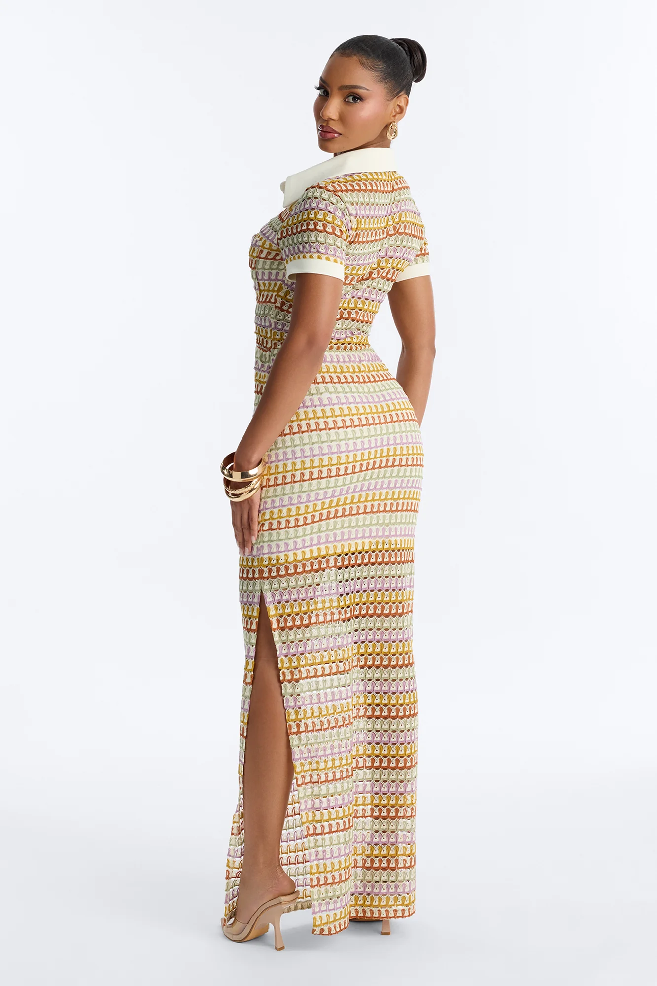 By The Palms Crochet Maxi Dress - Mustard/combo - Image 4