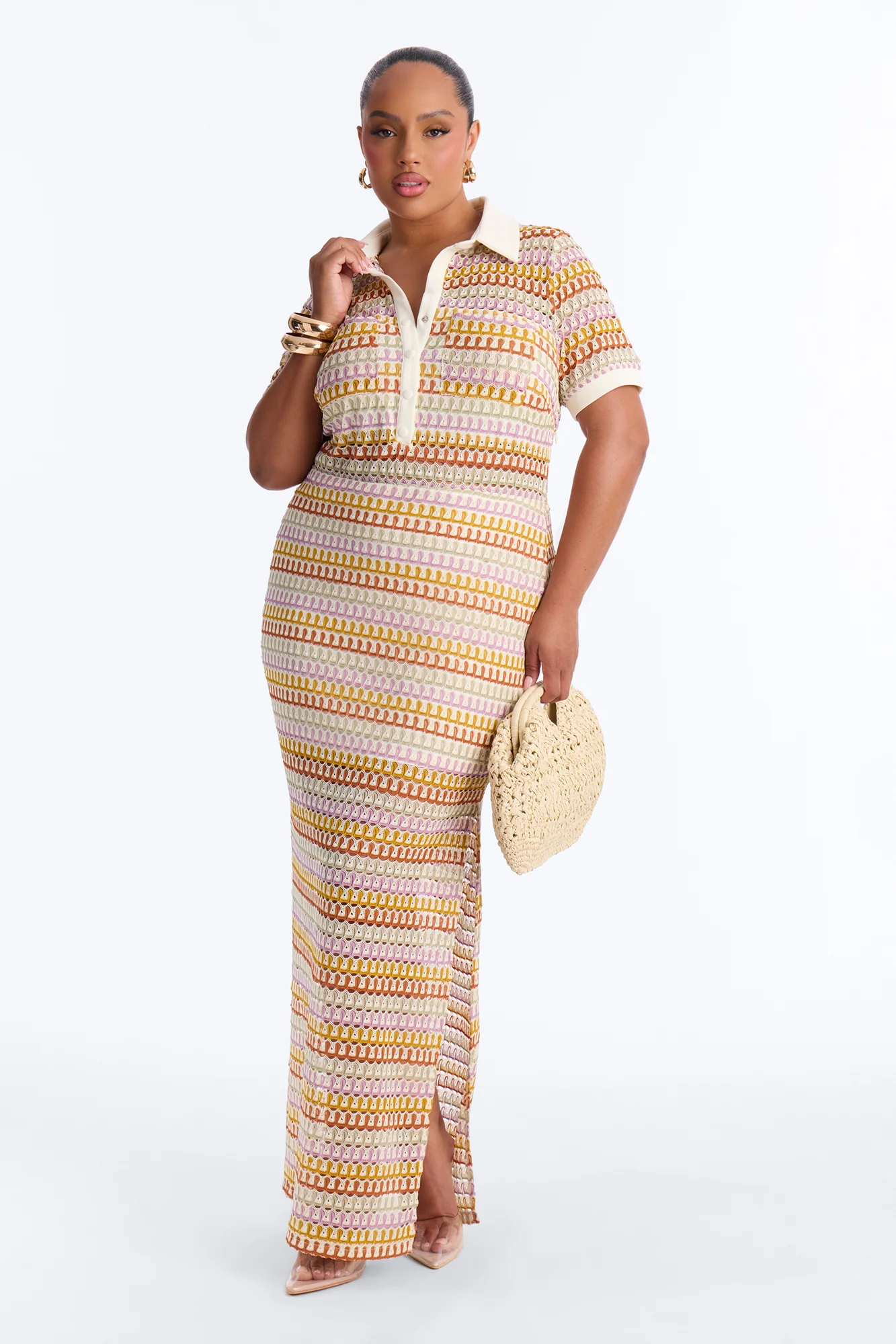 By The Palms Crochet Maxi Dress - Mustard/combo - Image 5