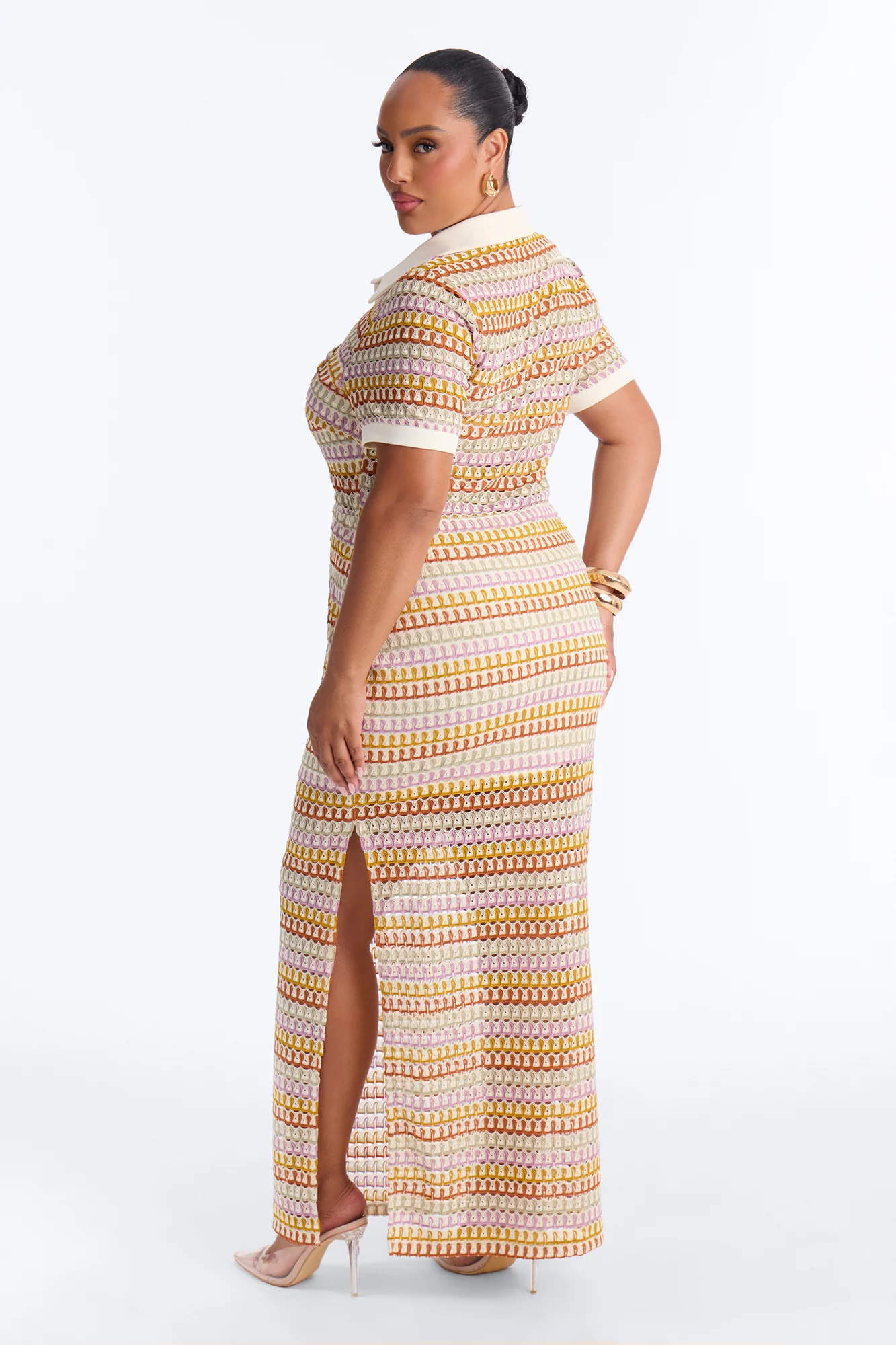 By The Palms Crochet Maxi Dress - Mustard/combo - Image 9