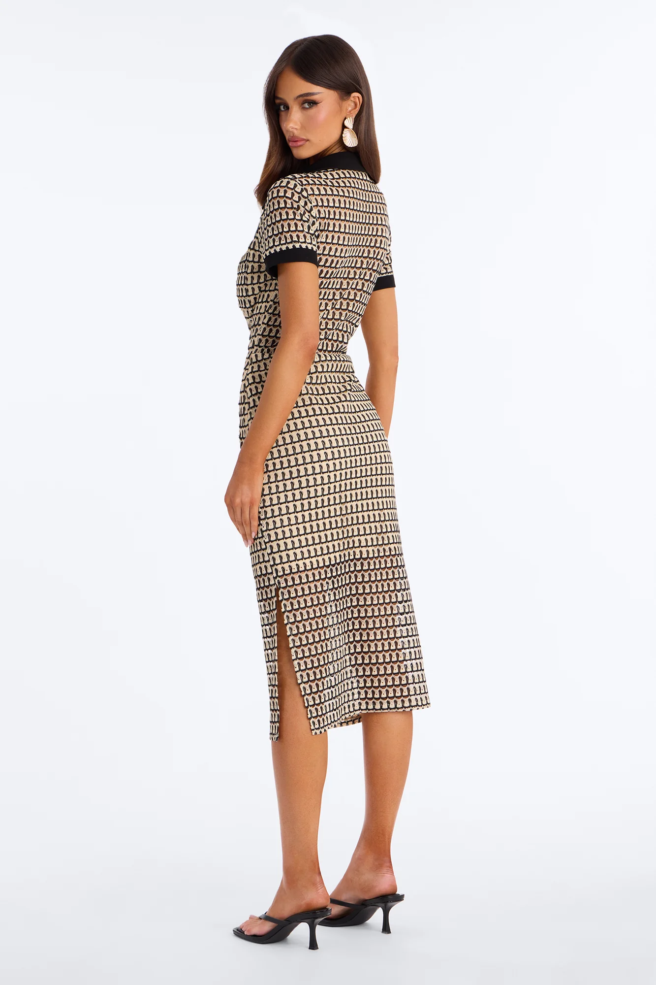 By The Palms Crochet Midi Dress - Black/combo - Image 4
