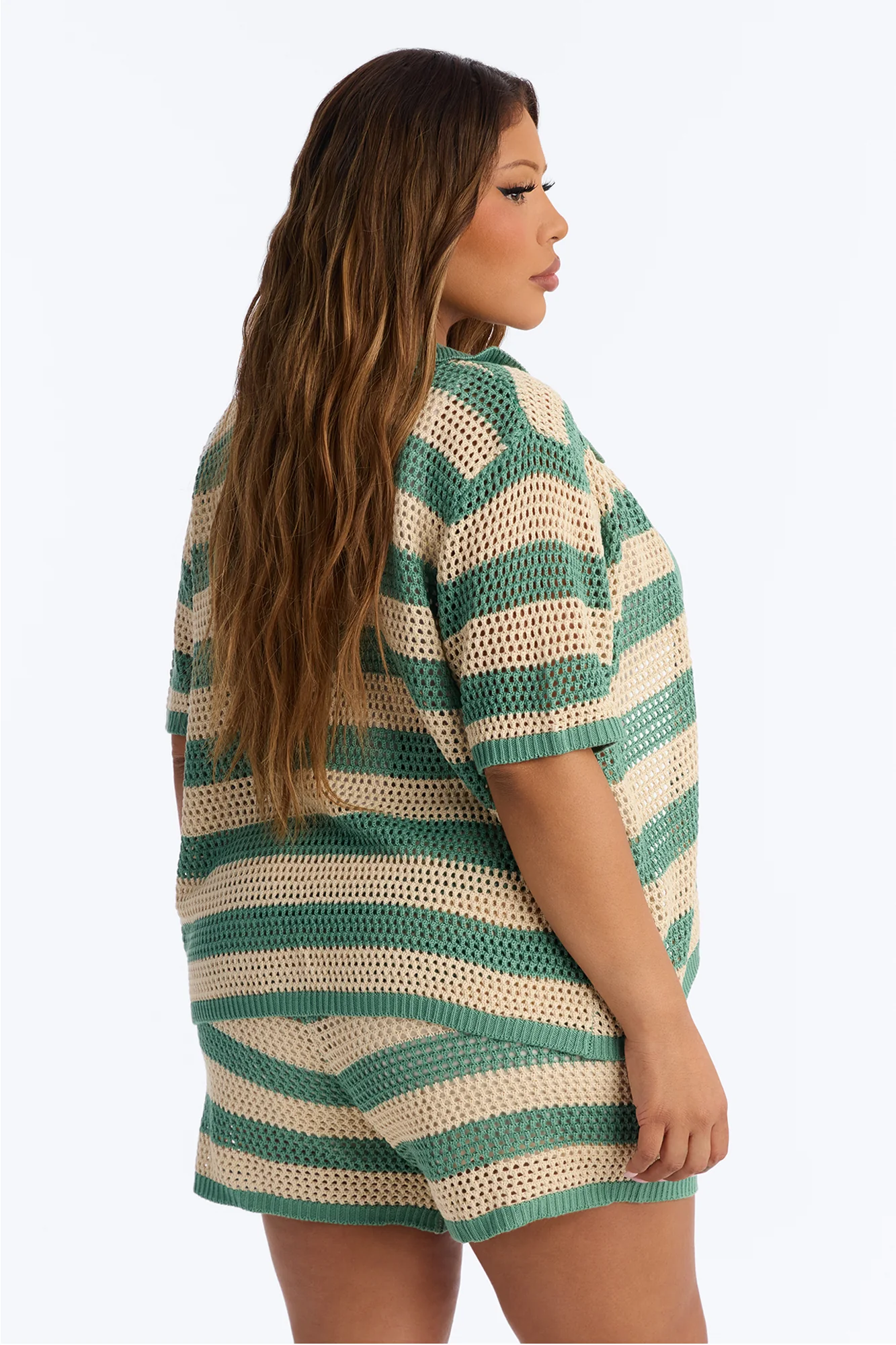 By The Waves Crochet Short Set - Green/combo - Image 9
