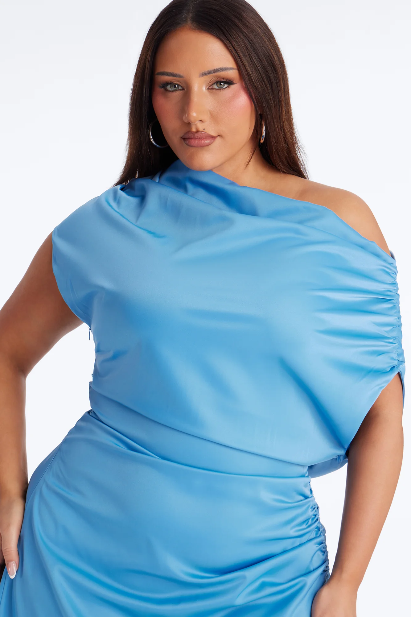 Bynes Satin Midi Dress - Blue - Image 5
