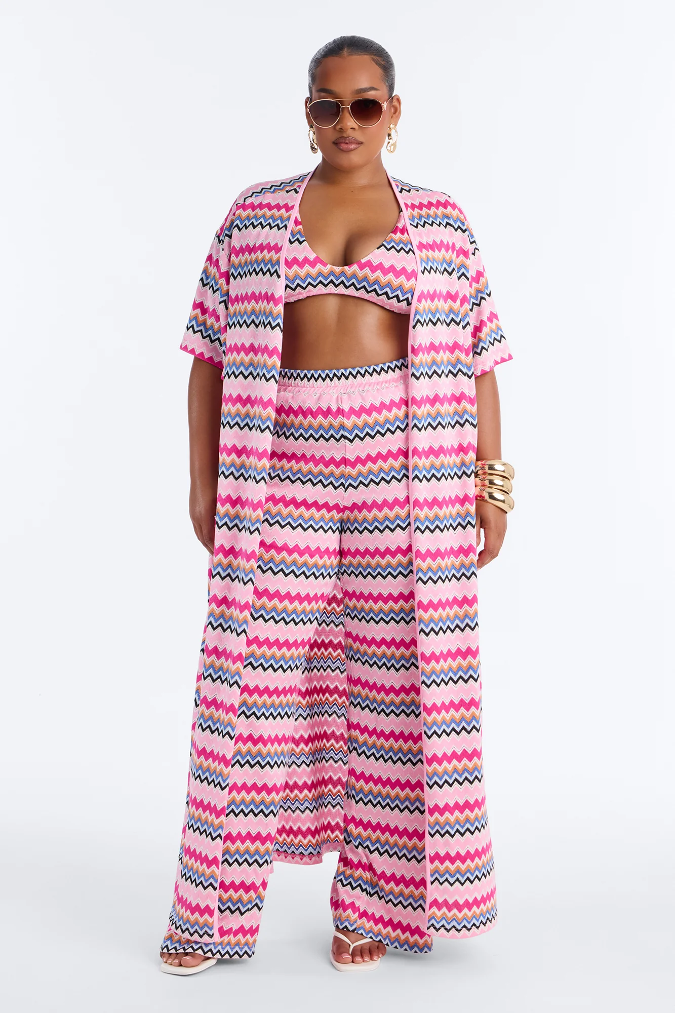 Cabana Crush 3 Piece Crochet Pant Set - Pink/combo - Image 5