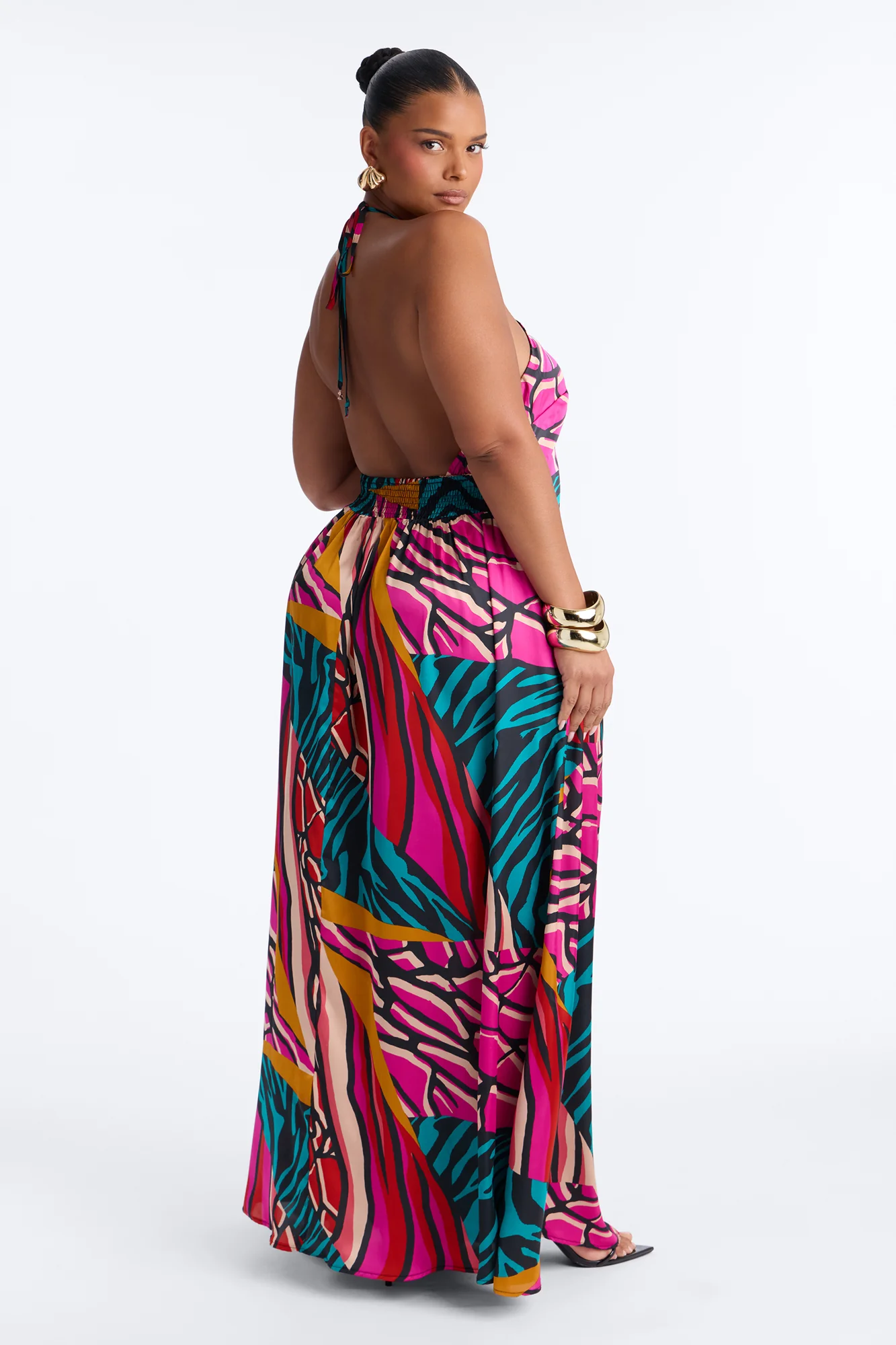 Cabana Cutie Satin Maxi Dress - Teal/combo - Image 6