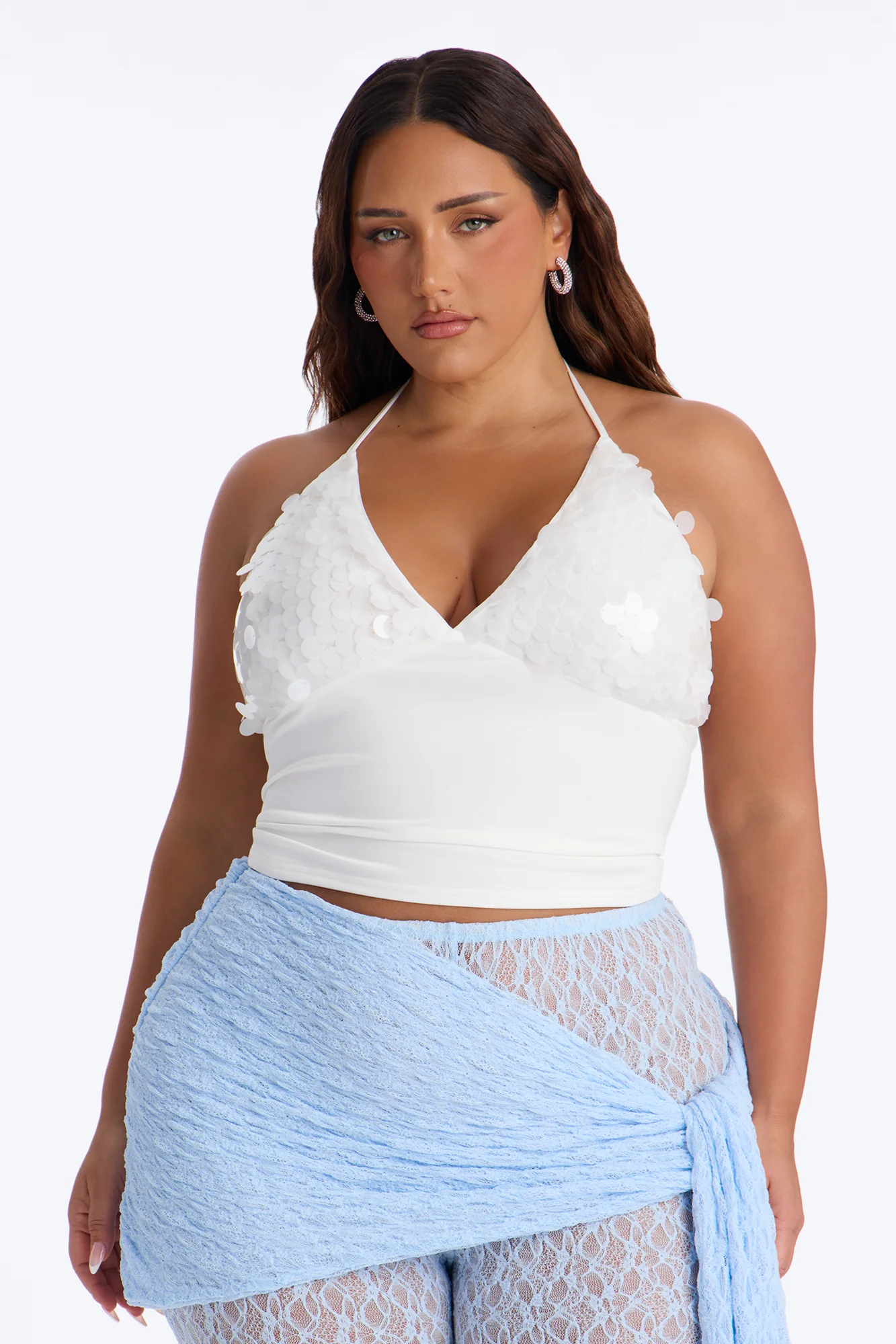 Cabo Heat Sequin Halter Top - White - Image 5