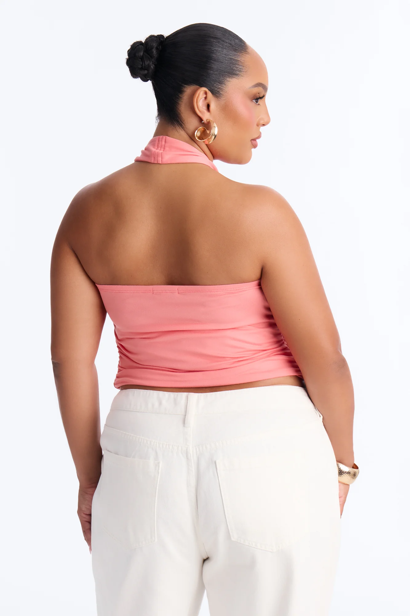 Cabo Nights Beaded Cowl Neck Halter Top - Coral - Image 8
