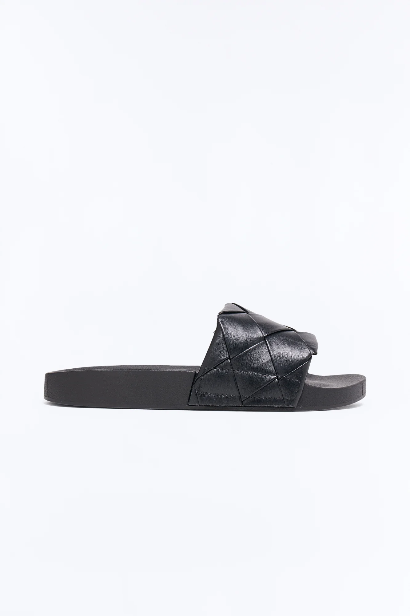 Caera Woven Strap Slides - Black