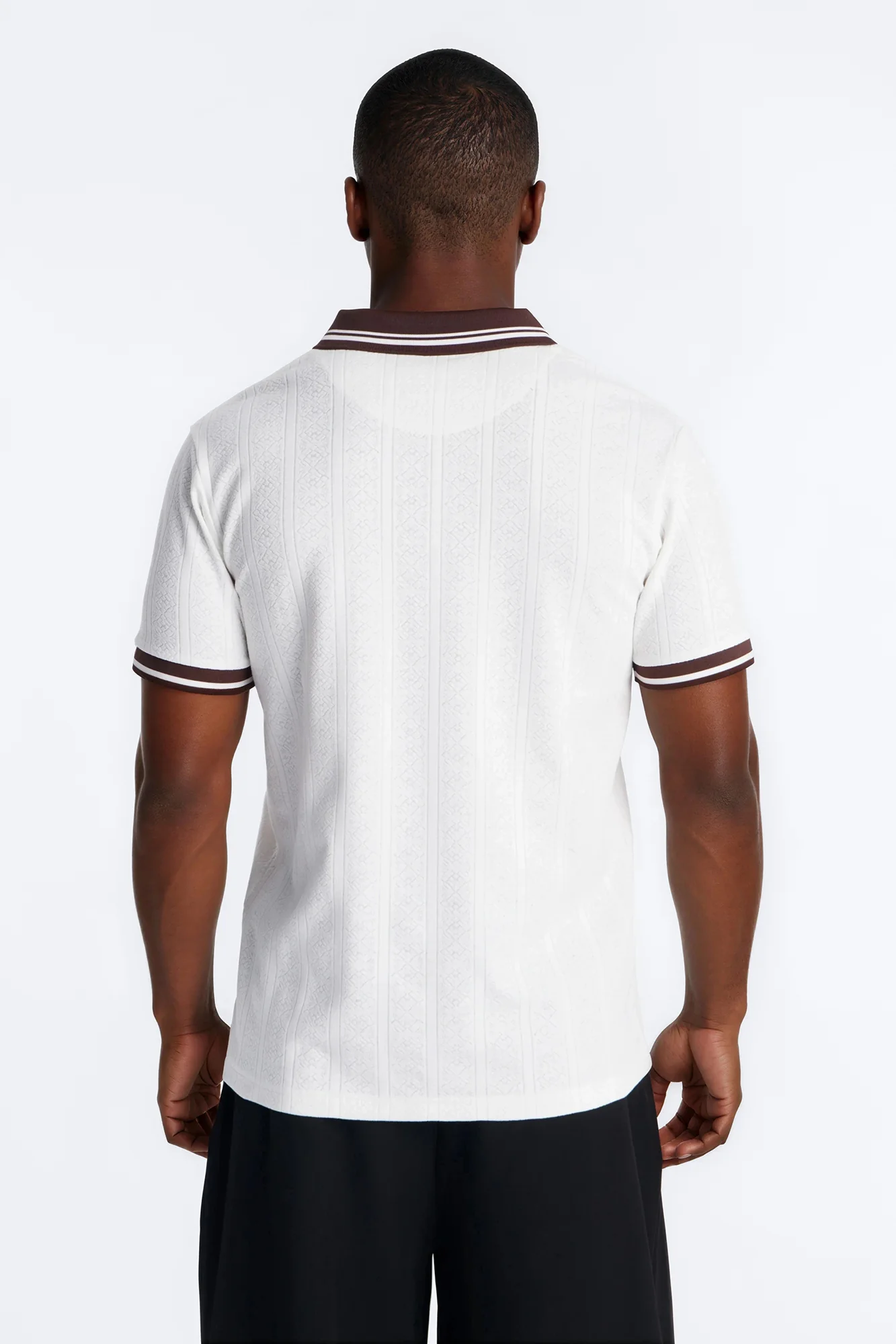 Cafe Tipped Johnny Collar Polo - Off White - Image 4