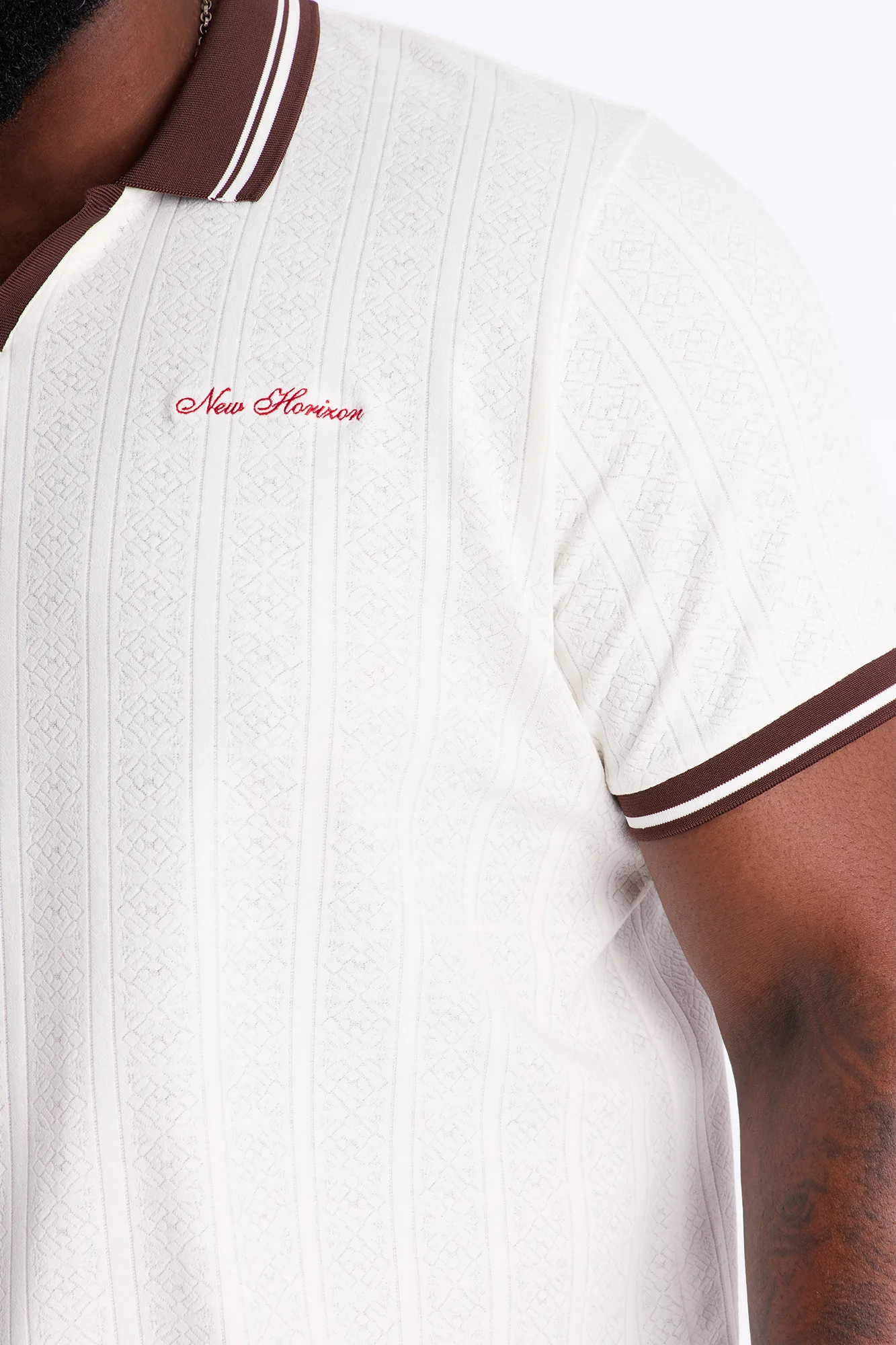 Cafe Tipped Johnny Collar Polo - Off White - Image 7