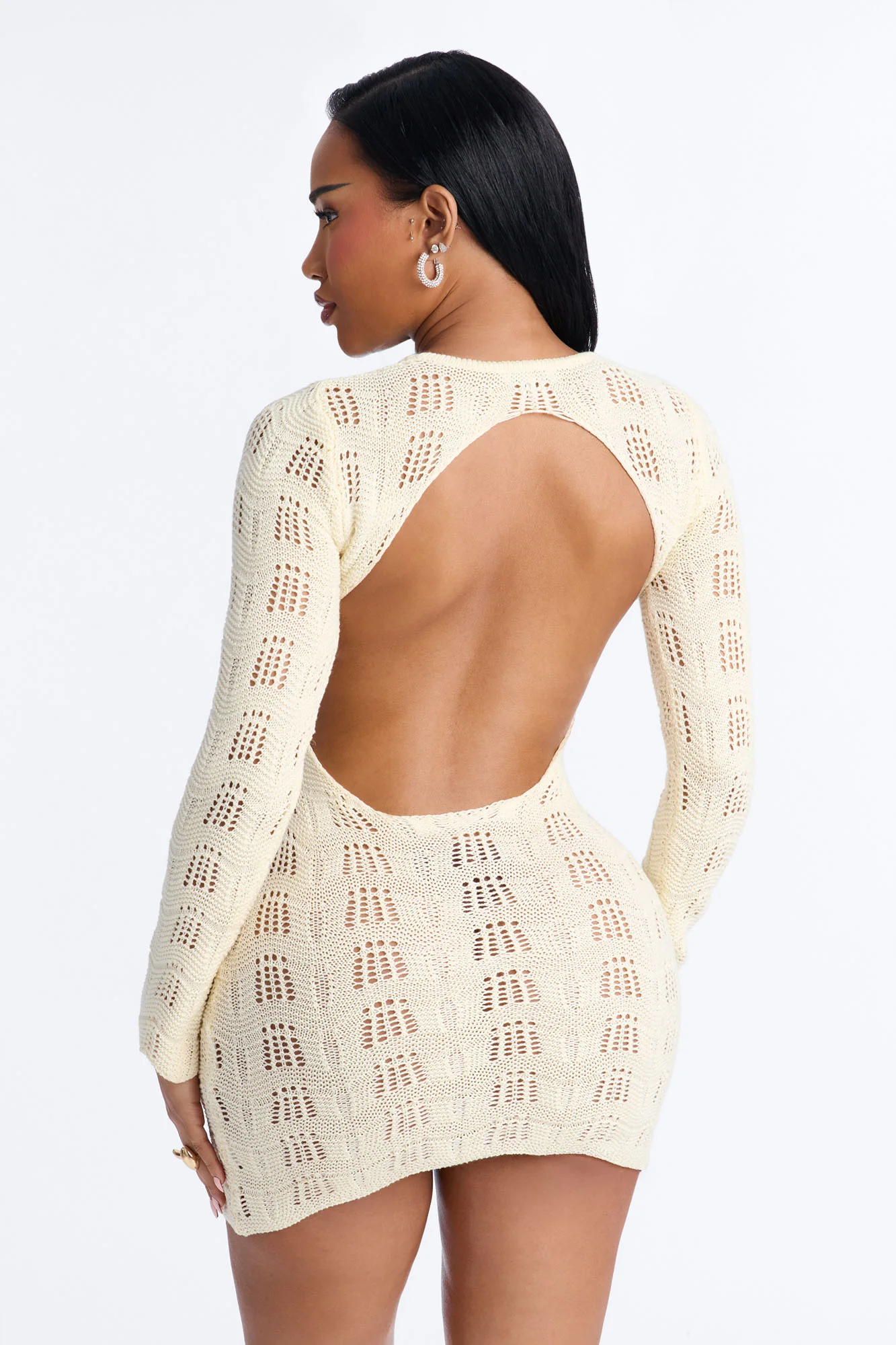 Caira Backless Crochet Mini Dress - Cream