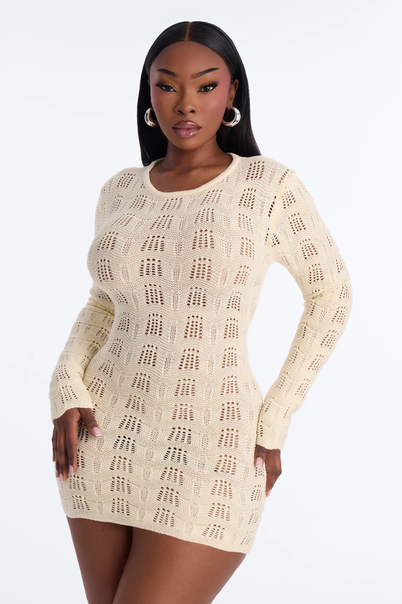 Caira Backless Crochet Mini Dress - Cream - Image 7