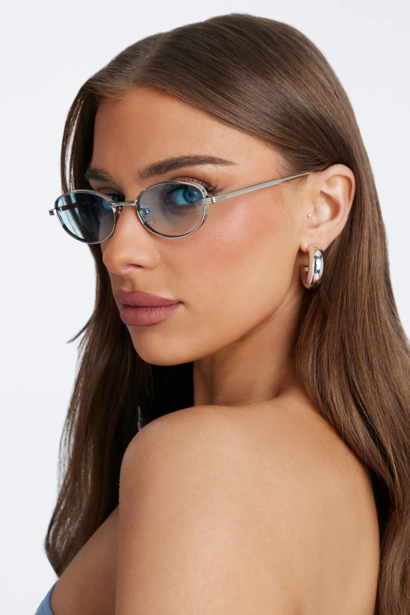 Cali Coast Round Sunglasses - Silver/Blue - Image 2