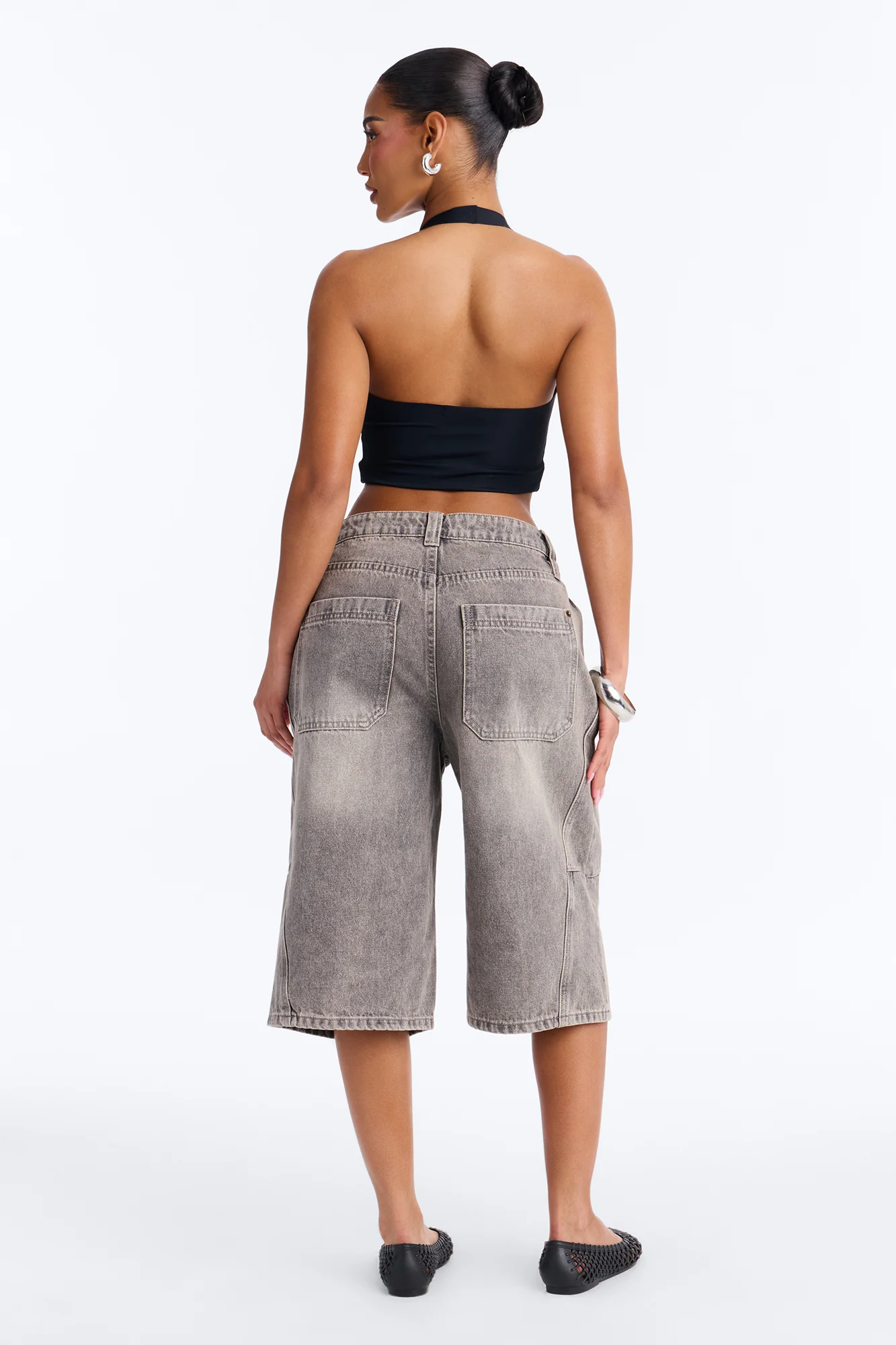 California Forever Denim Jorts - Grey - Image 4