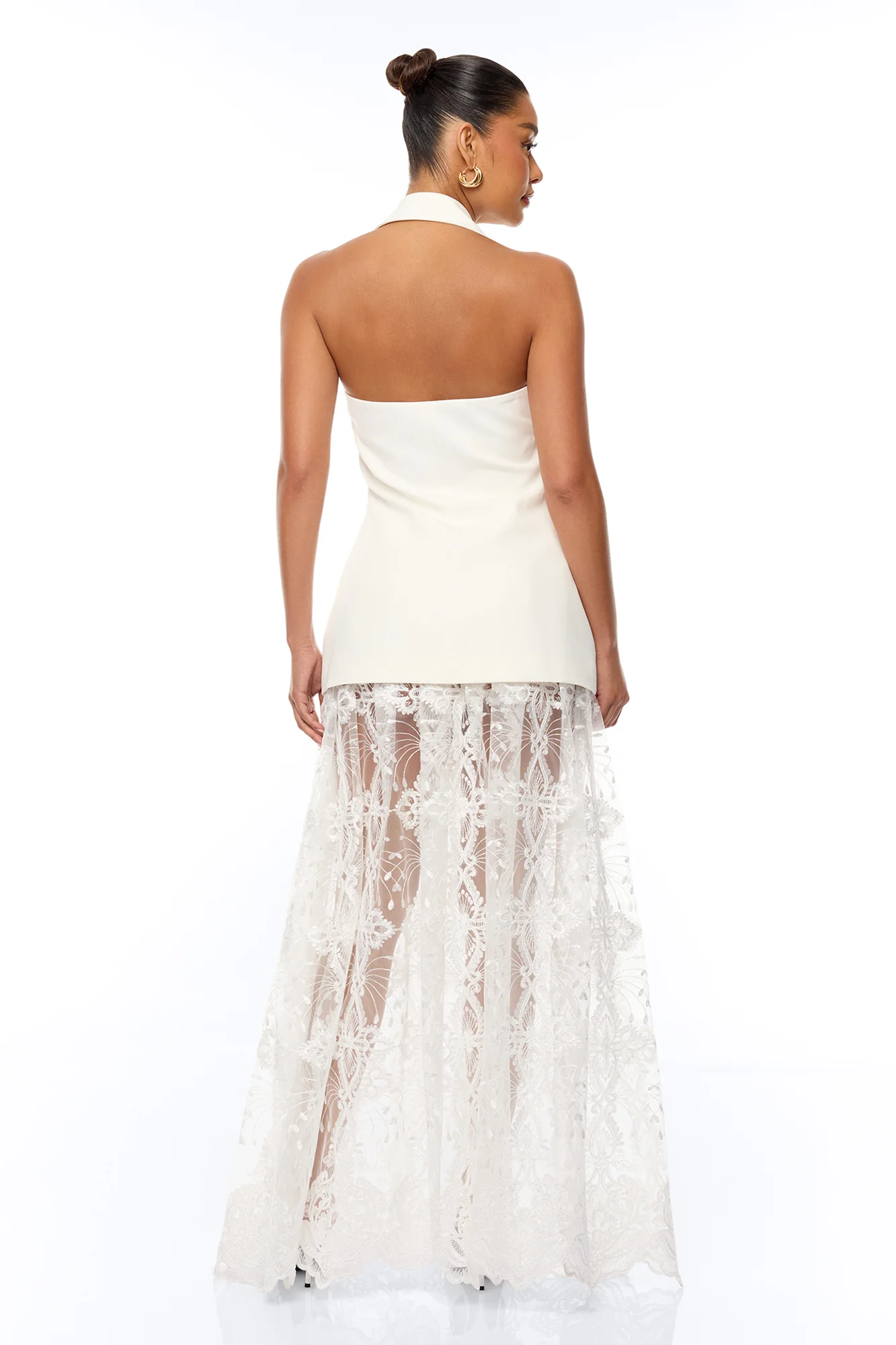 Call It Classy Halter Lace Skirt Set - White - Image 4