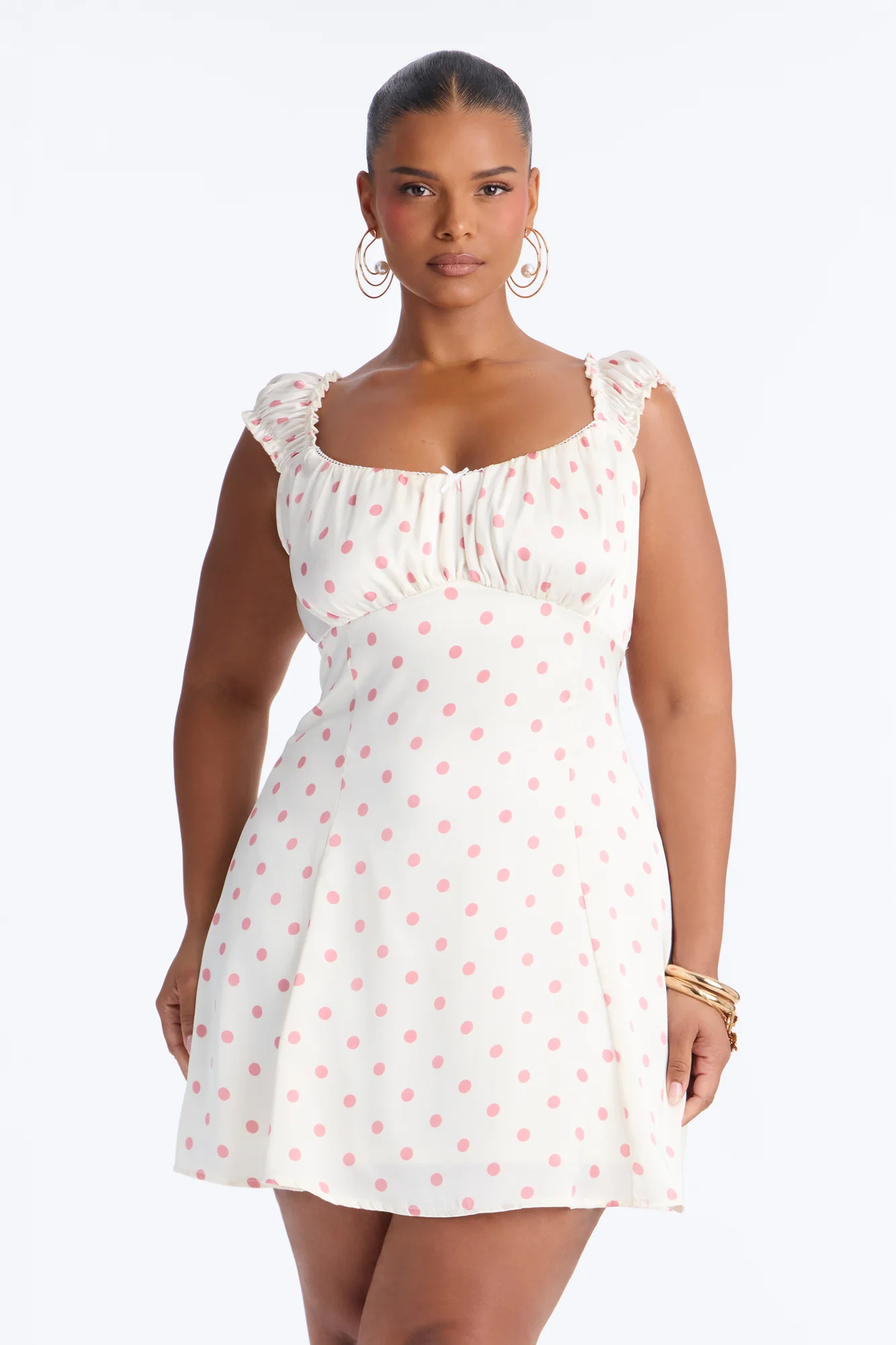 Call Me Darling Polka Dot Satin Mini Dress - Ivory/combo - Image 6