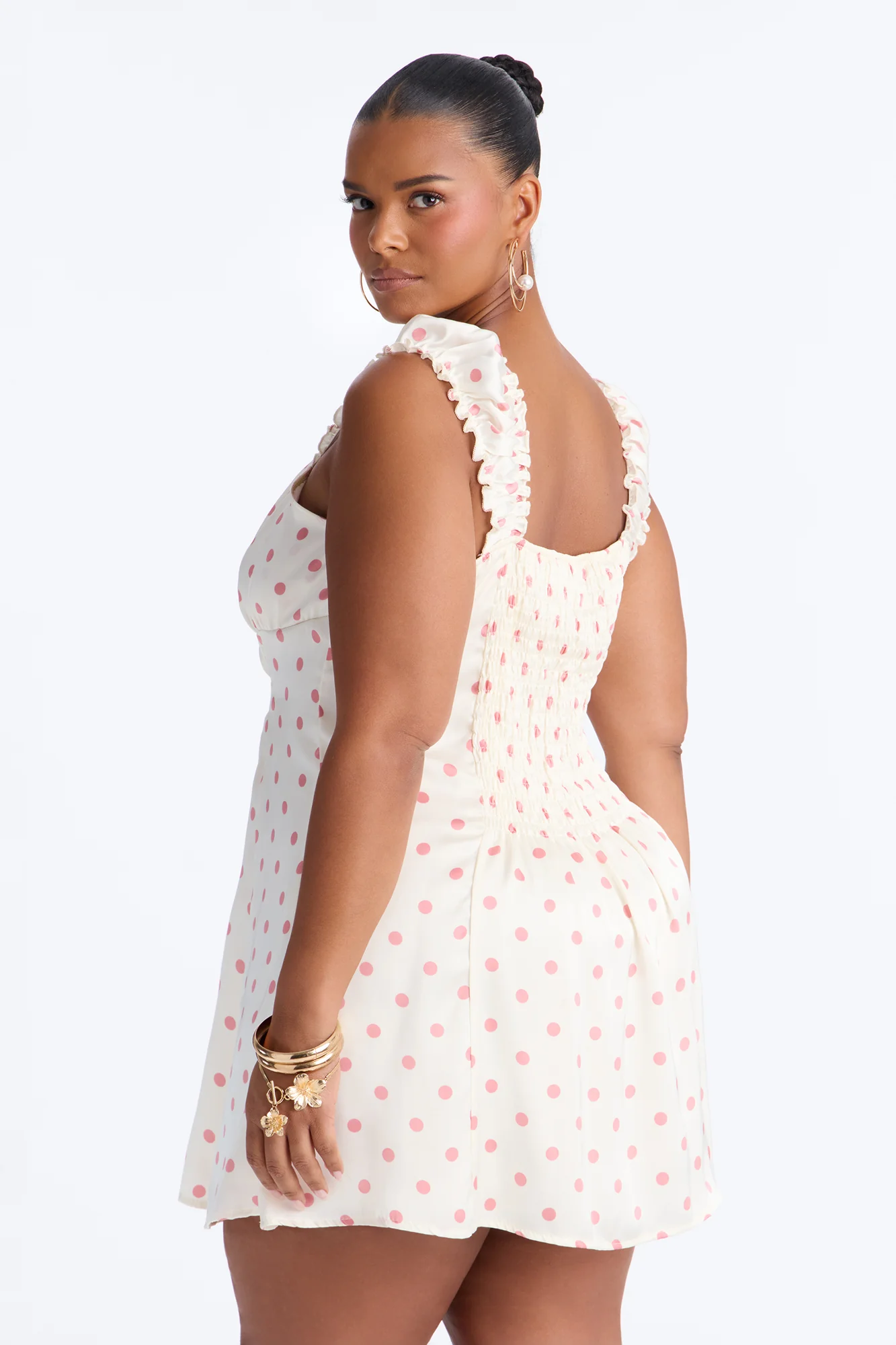 Call Me Darling Polka Dot Satin Mini Dress - Ivory/combo - Image 7