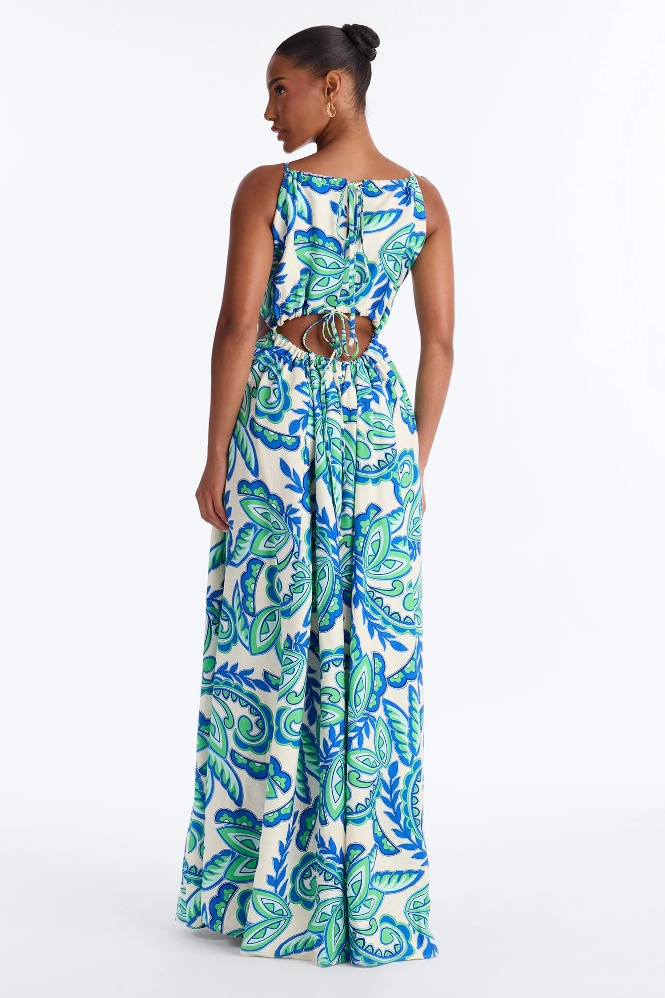 Call On Me Linen Maxi Dress - Blue/combo - Image 4