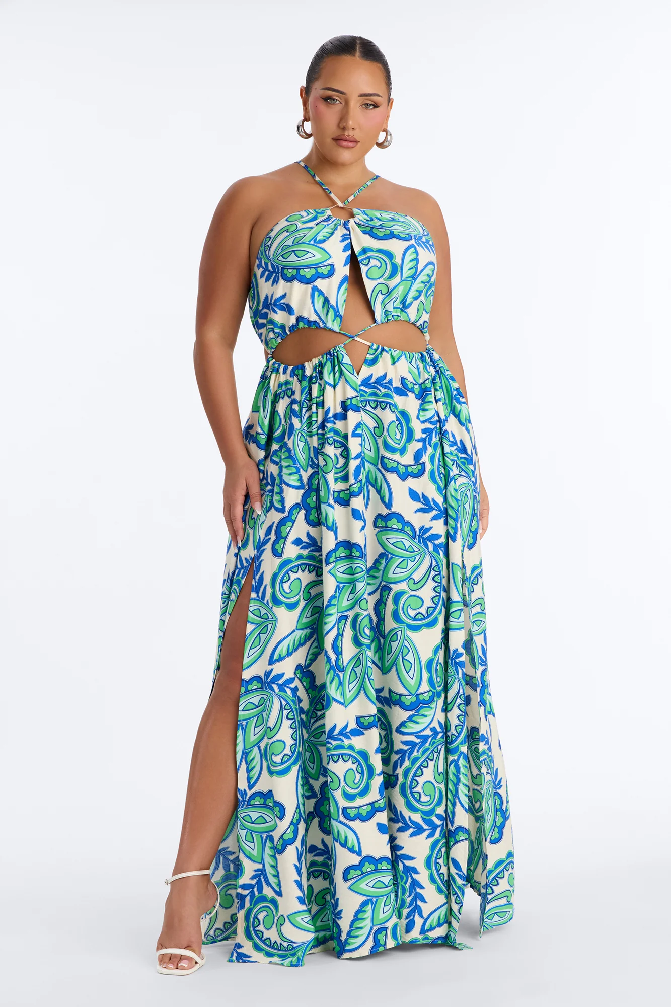 Call On Me Linen Maxi Dress - Blue/combo - Image 5