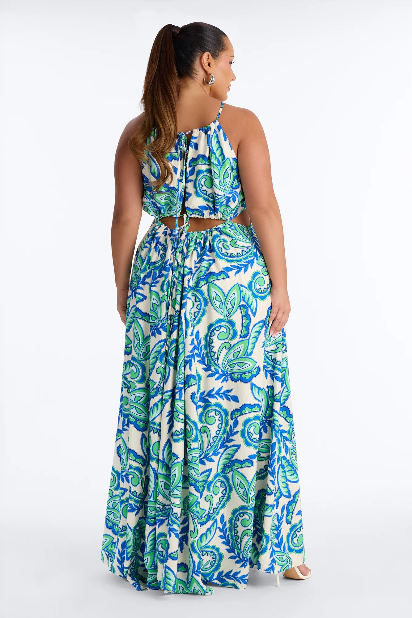 Call On Me Linen Maxi Dress - Blue/combo - Image 7