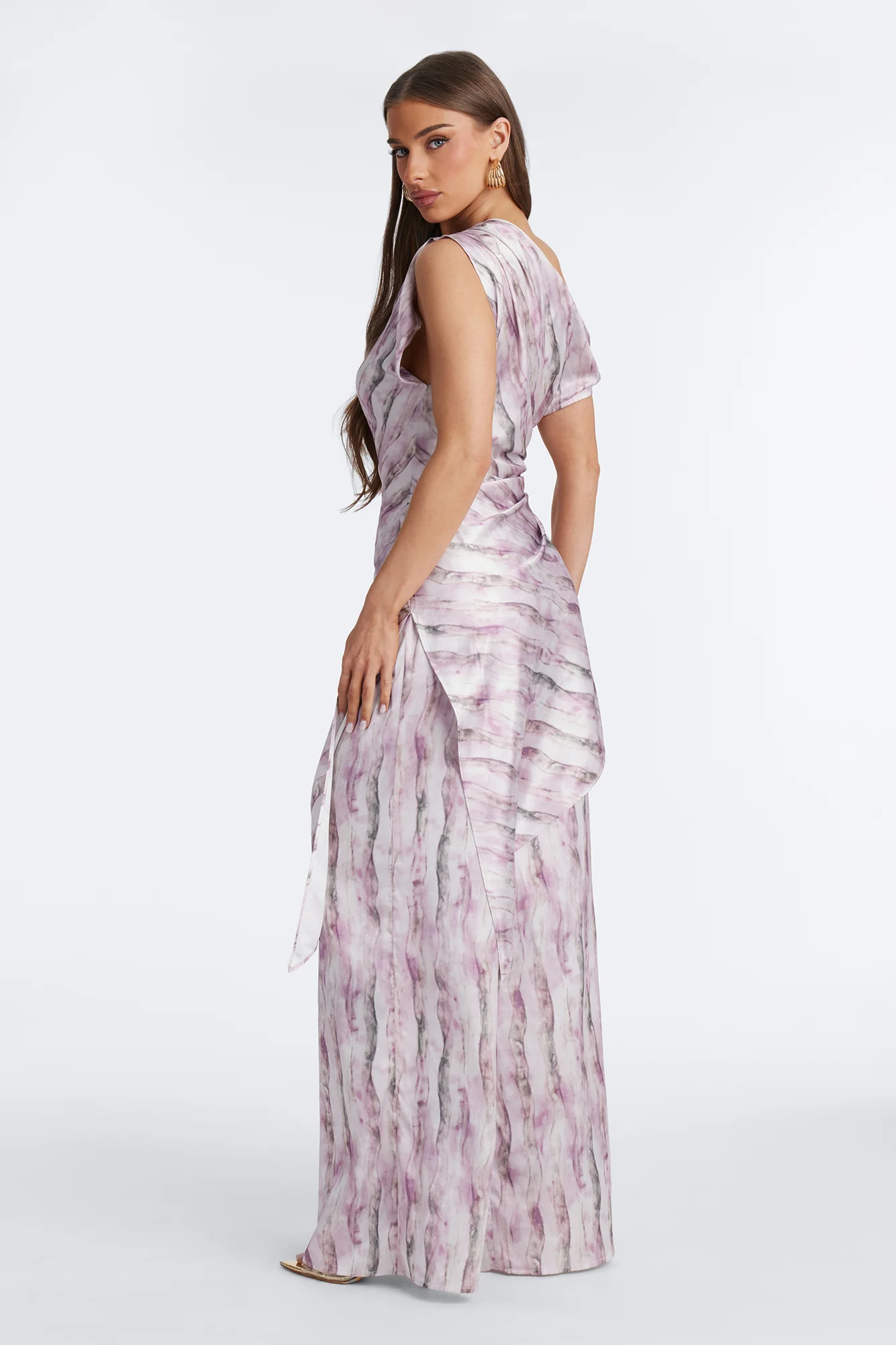 Callie Off Shoulder Asymmetrical Pant Set - Mauve/combo - Image 4