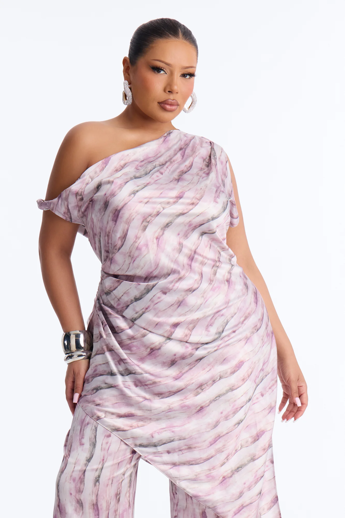 Callie Off Shoulder Asymmetrical Pant Set - Mauve/combo - Image 6