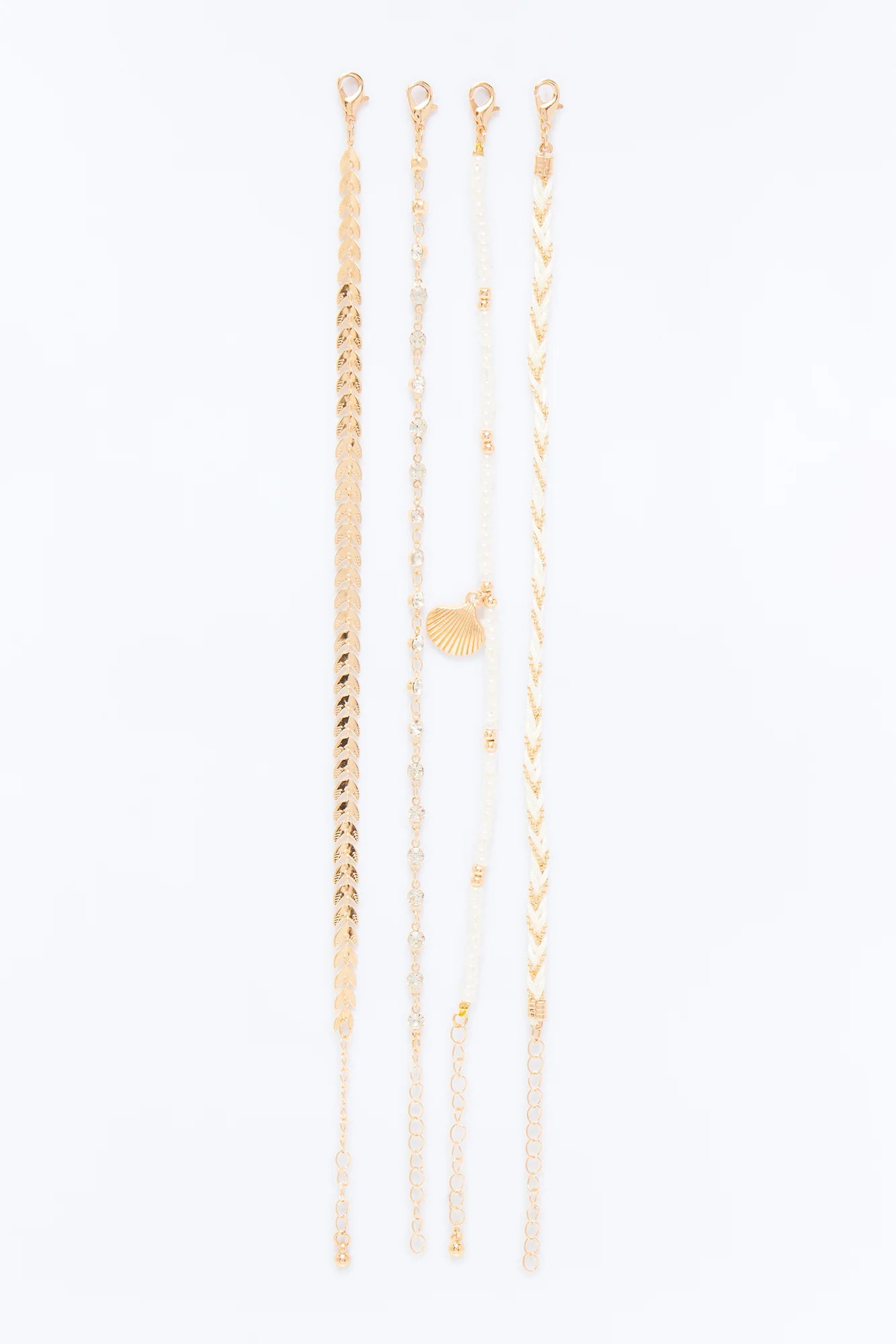 Calm And Collected 4 Piece Anklet Set - White/Gold - Image 3
