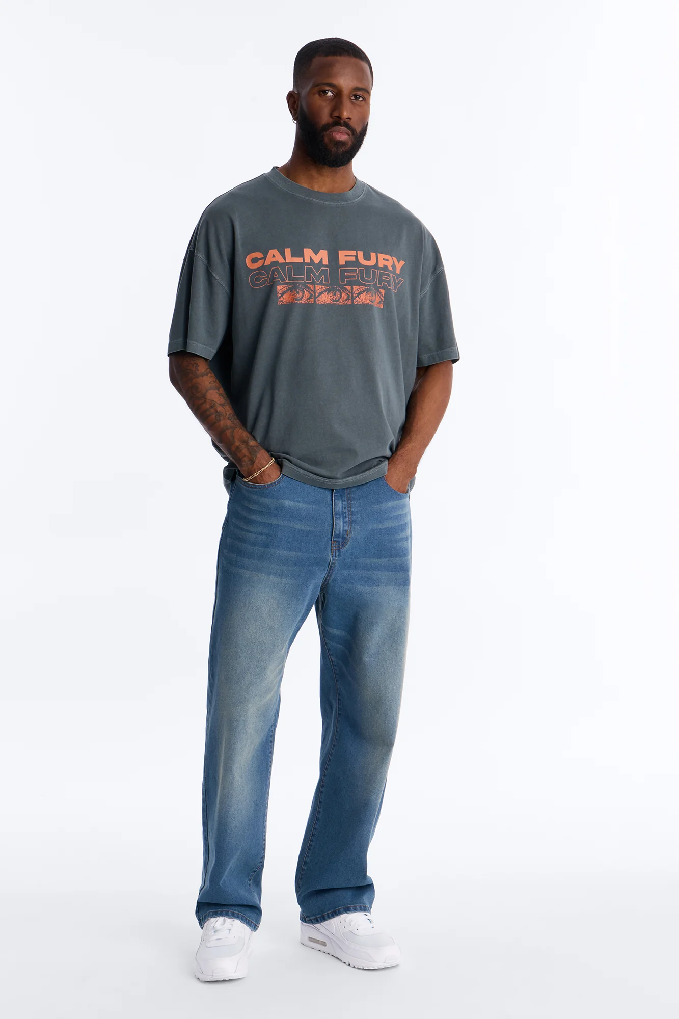 Calm Fury Oversized Short Sleeve Tee - Grey - Image 2