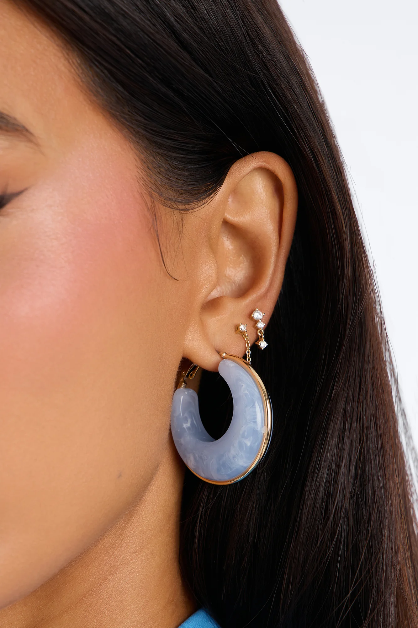 Calm Waters Jeweled Hoop Earrings - Blue