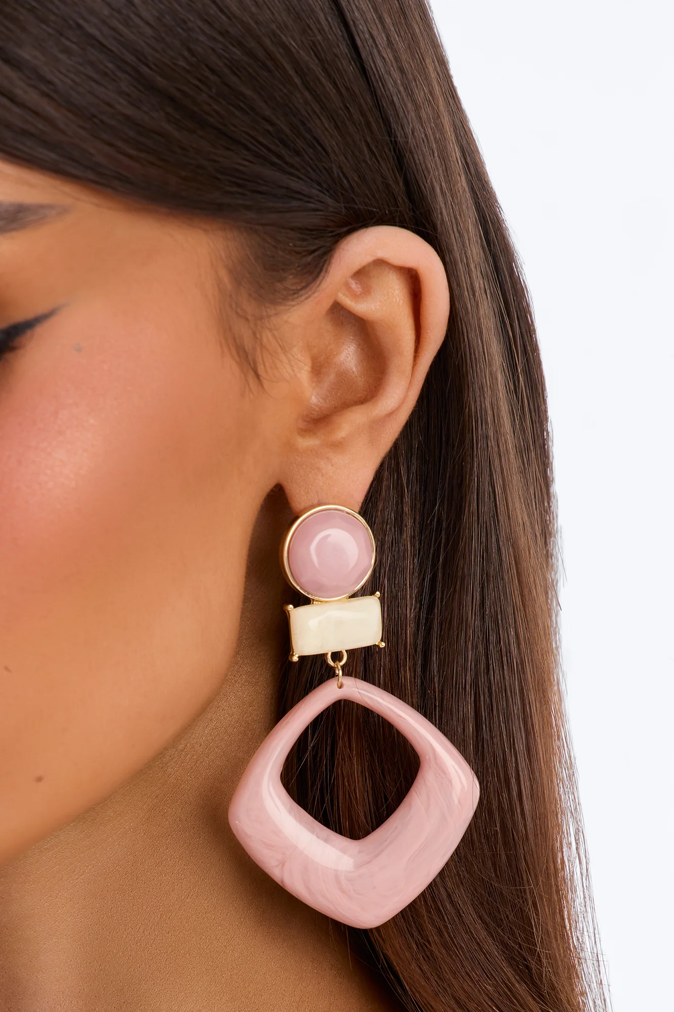 Calmness Over Chaos Jeweled Drop Earrings - Pink